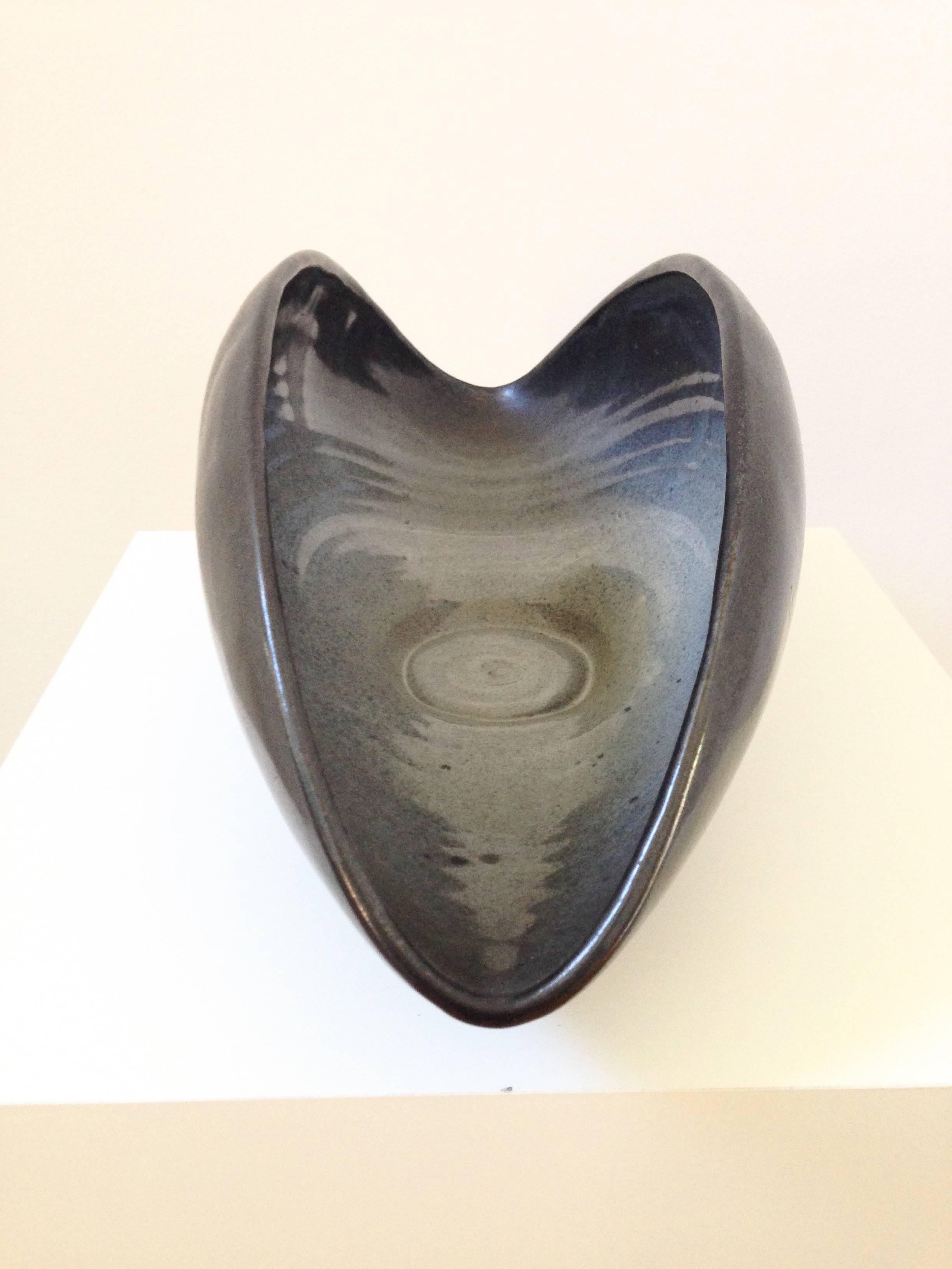 Modern Large Glazed French Ceramic Sculptural Bowl For Sale