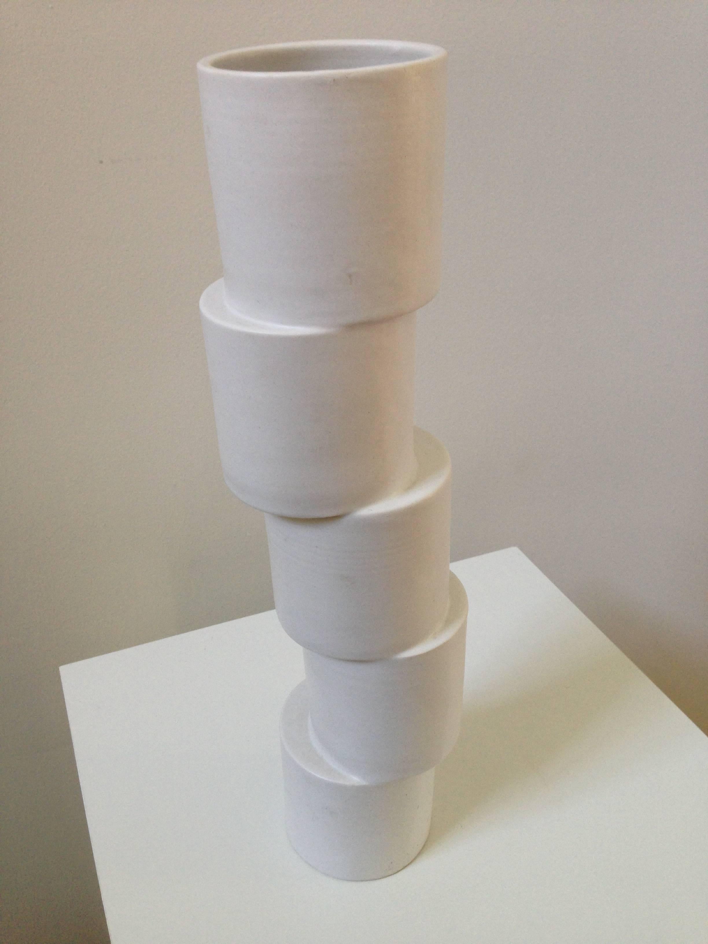 20th Century Sculptural Modern Art Ceramic Vase, Signed For Sale