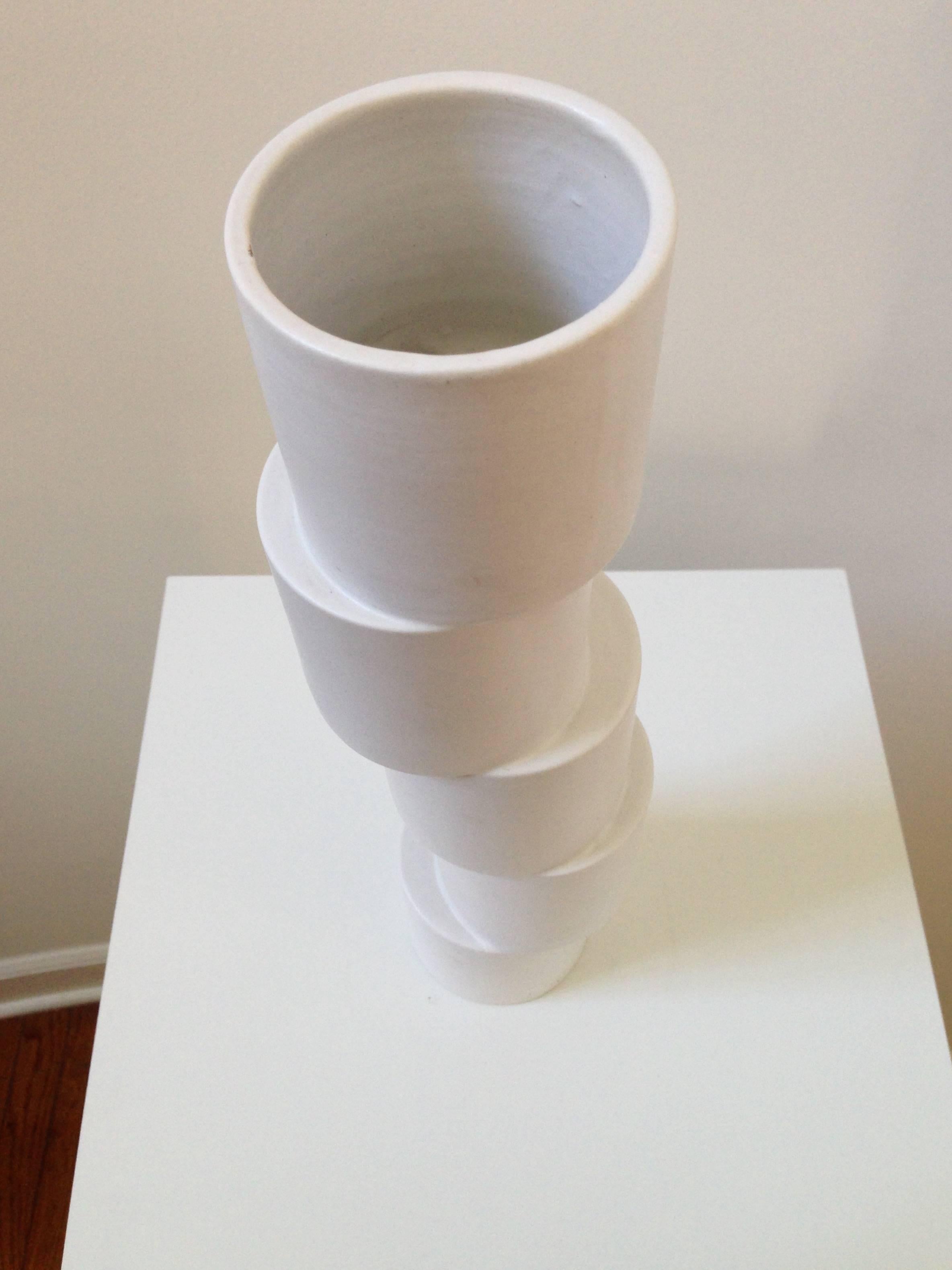 Sculptural Modern Art Ceramic Vase, Signed For Sale 4