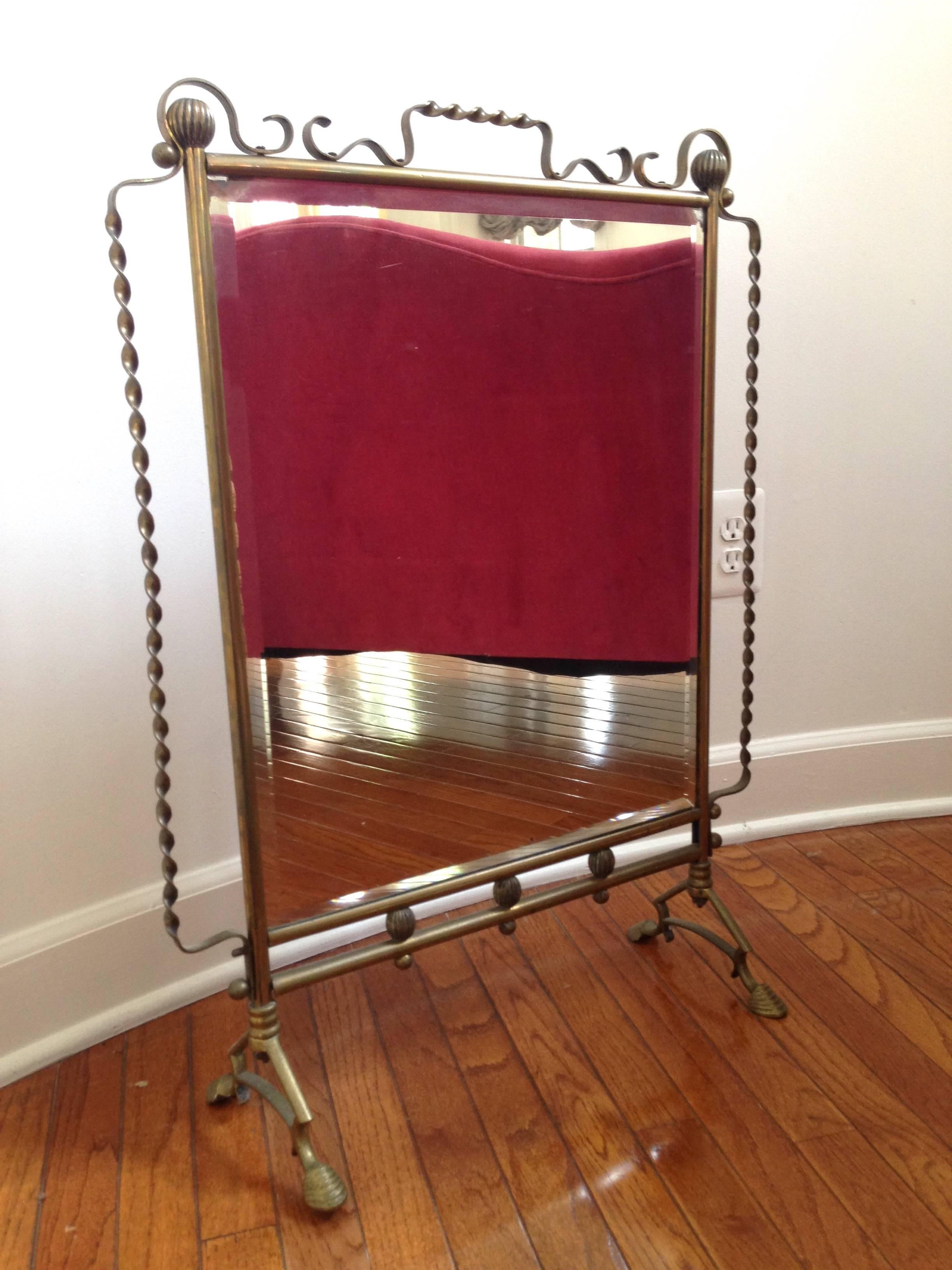 Modern French Mirrored Fire Screen in the Style of Raymond Subes or Gilbert Poillerat For Sale