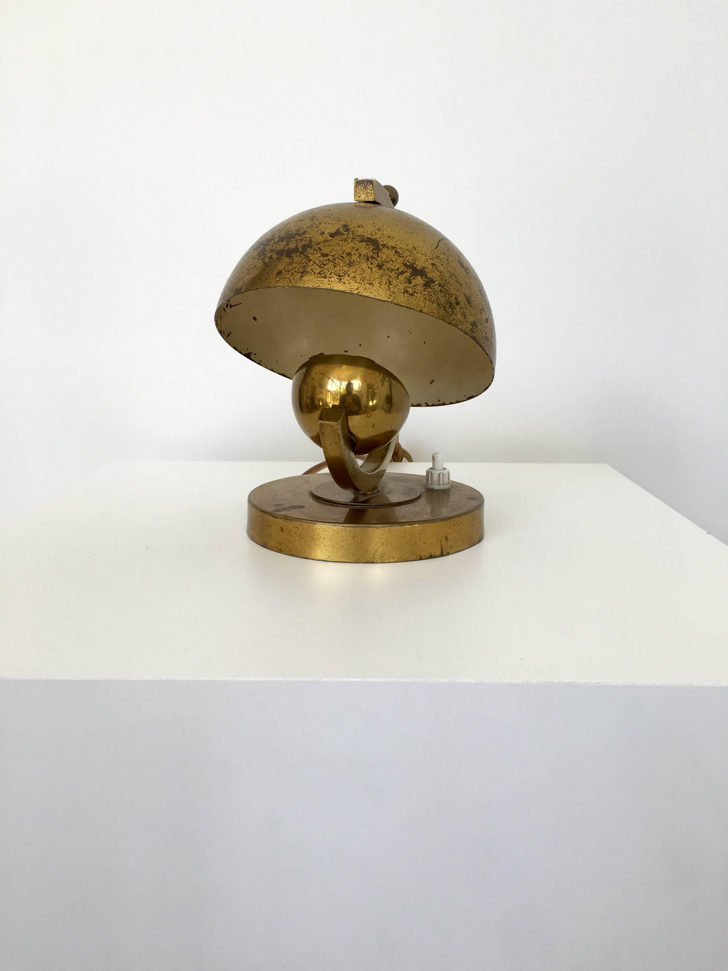 Art Deco Brass Lamp in the Style of Jacques Adnet In Good Condition For Sale In Ashburn, VA