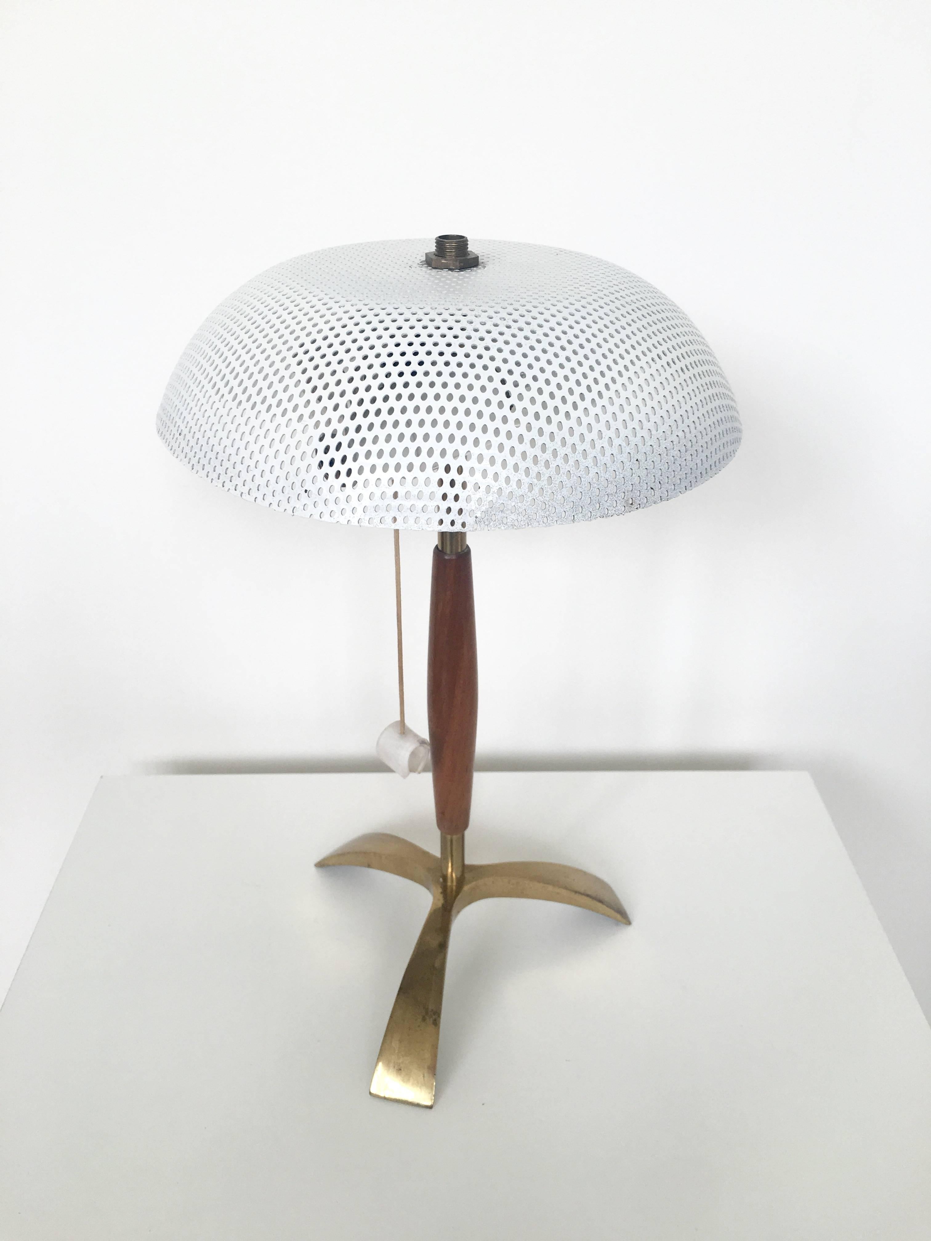 Small French Lamp in the Style of Mathieu Matégot In Excellent Condition For Sale In Ashburn, VA