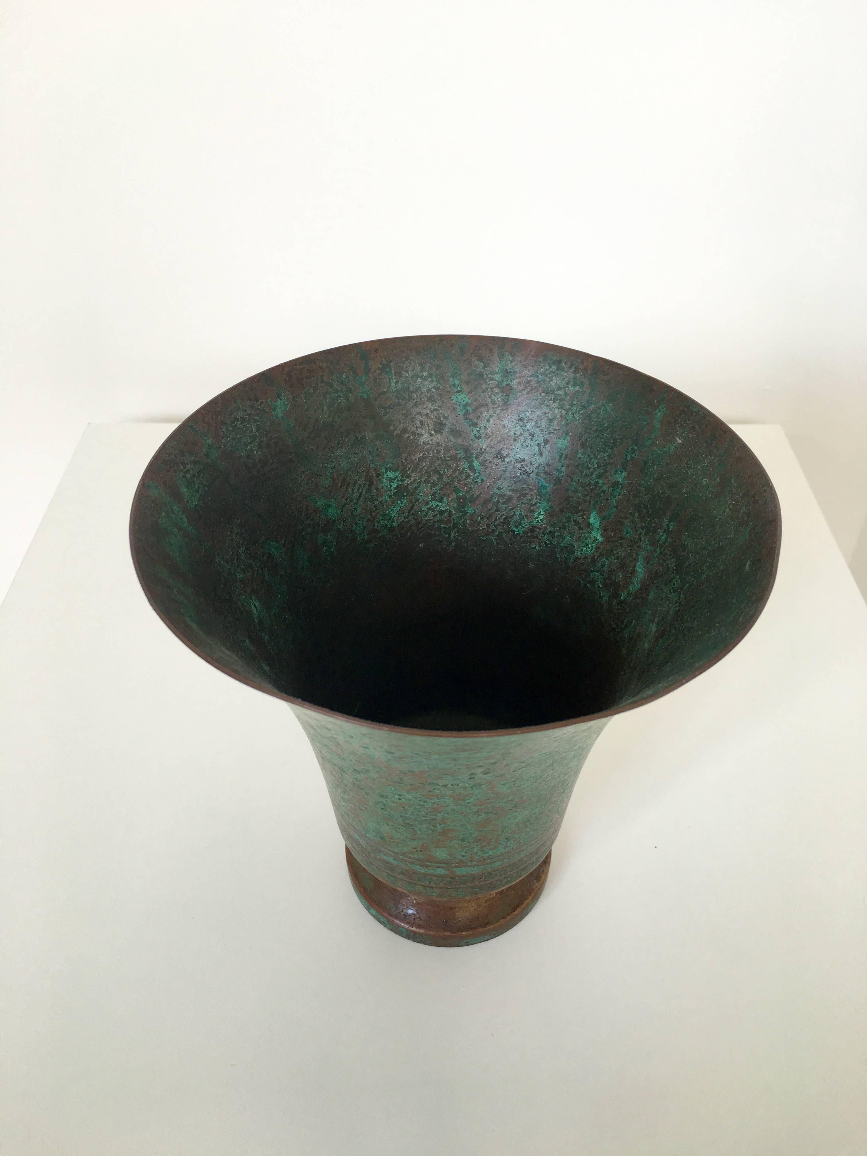 Carl Sorensen Bronze Verdigris Vases, Signed For Sale 1