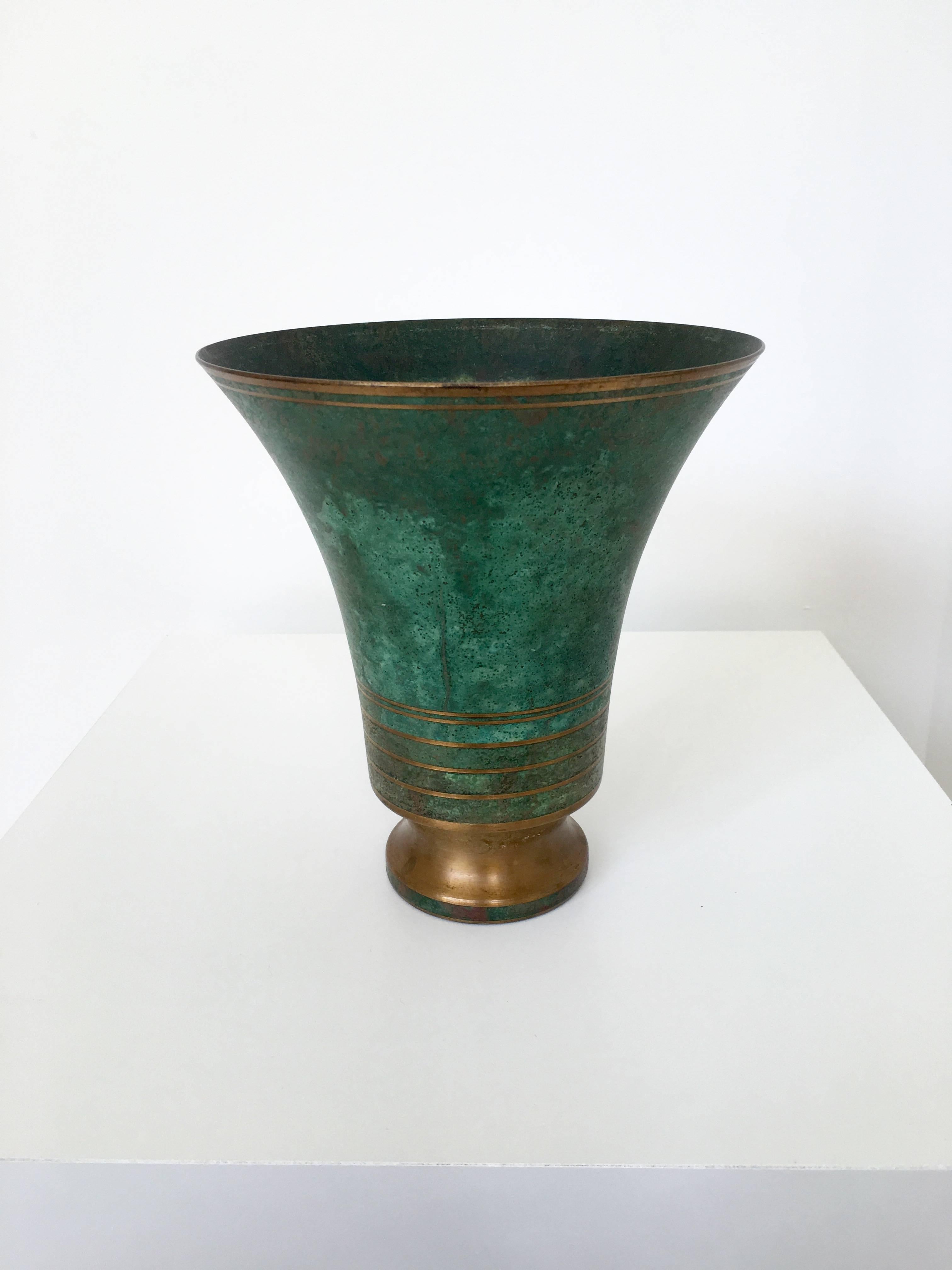 Carl Sorensen Bronze Verdigris Vases, Signed For Sale 3