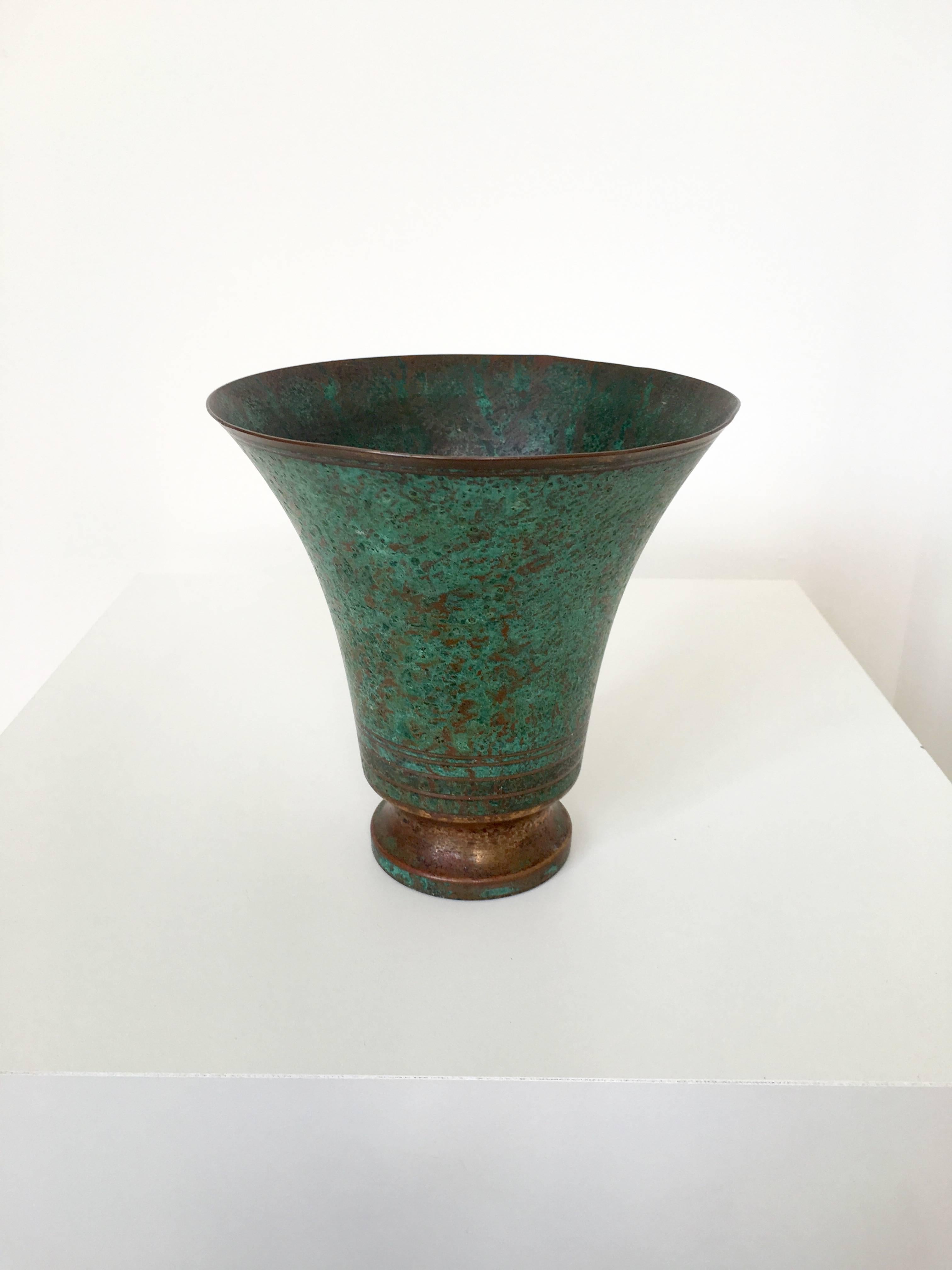 Carl Sorensen Bronze Verdigris Vases, Signed For Sale 2