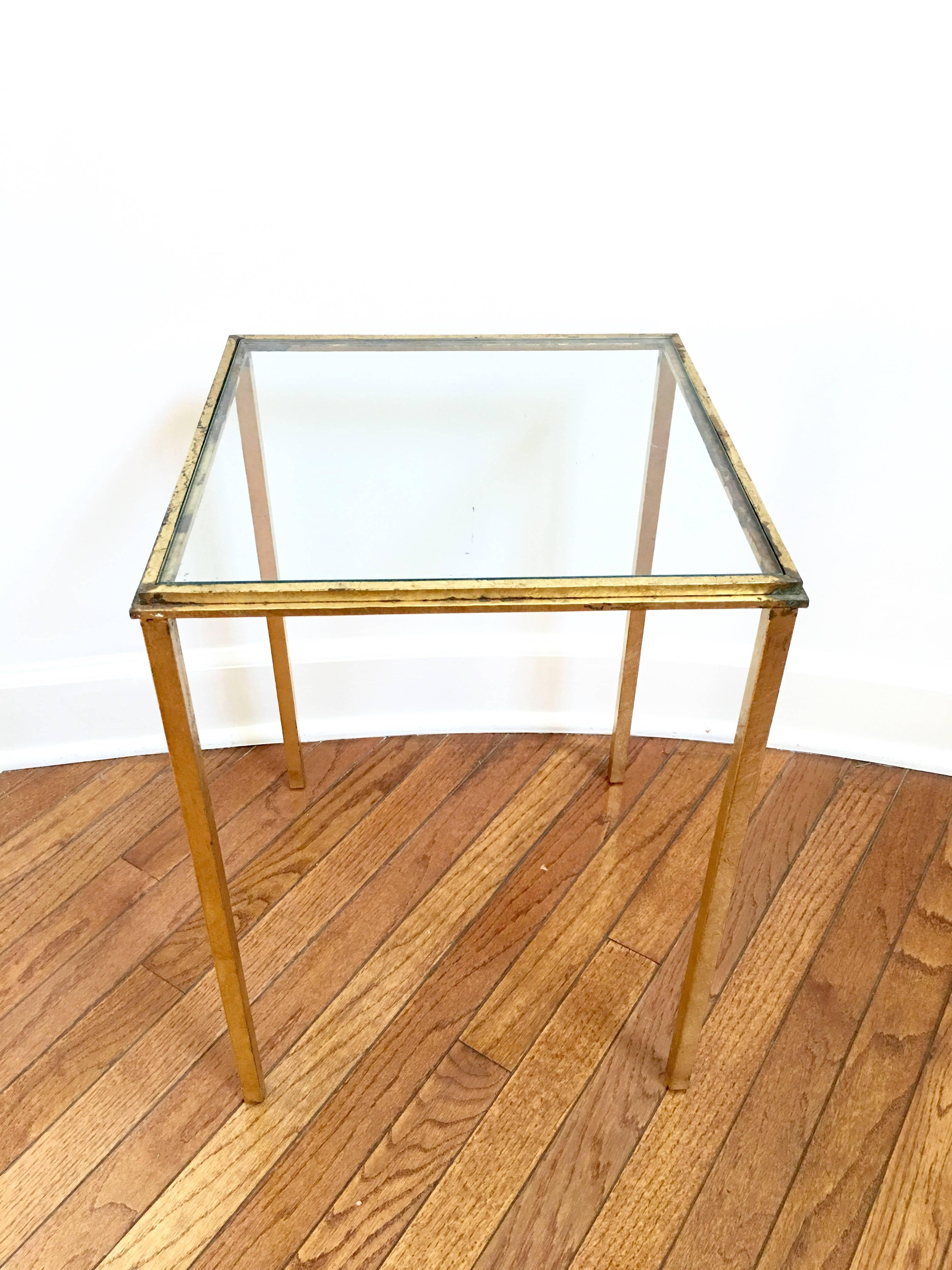 Pair of Gilded Iron and Glass French Tables In Good Condition In Ashburn, VA