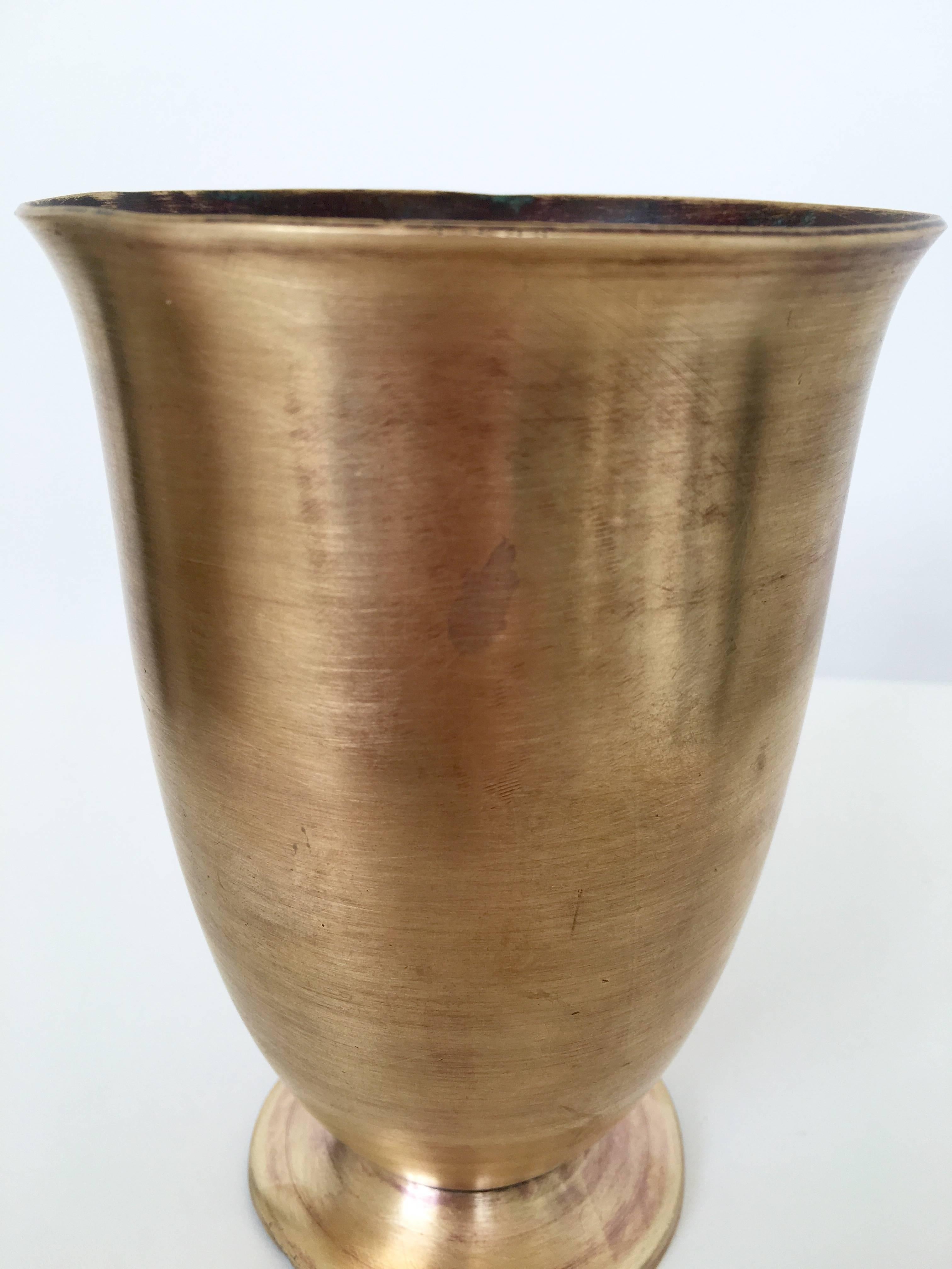 Just Andersen Bronze Vase, Signed In Good Condition For Sale In Ashburn, VA