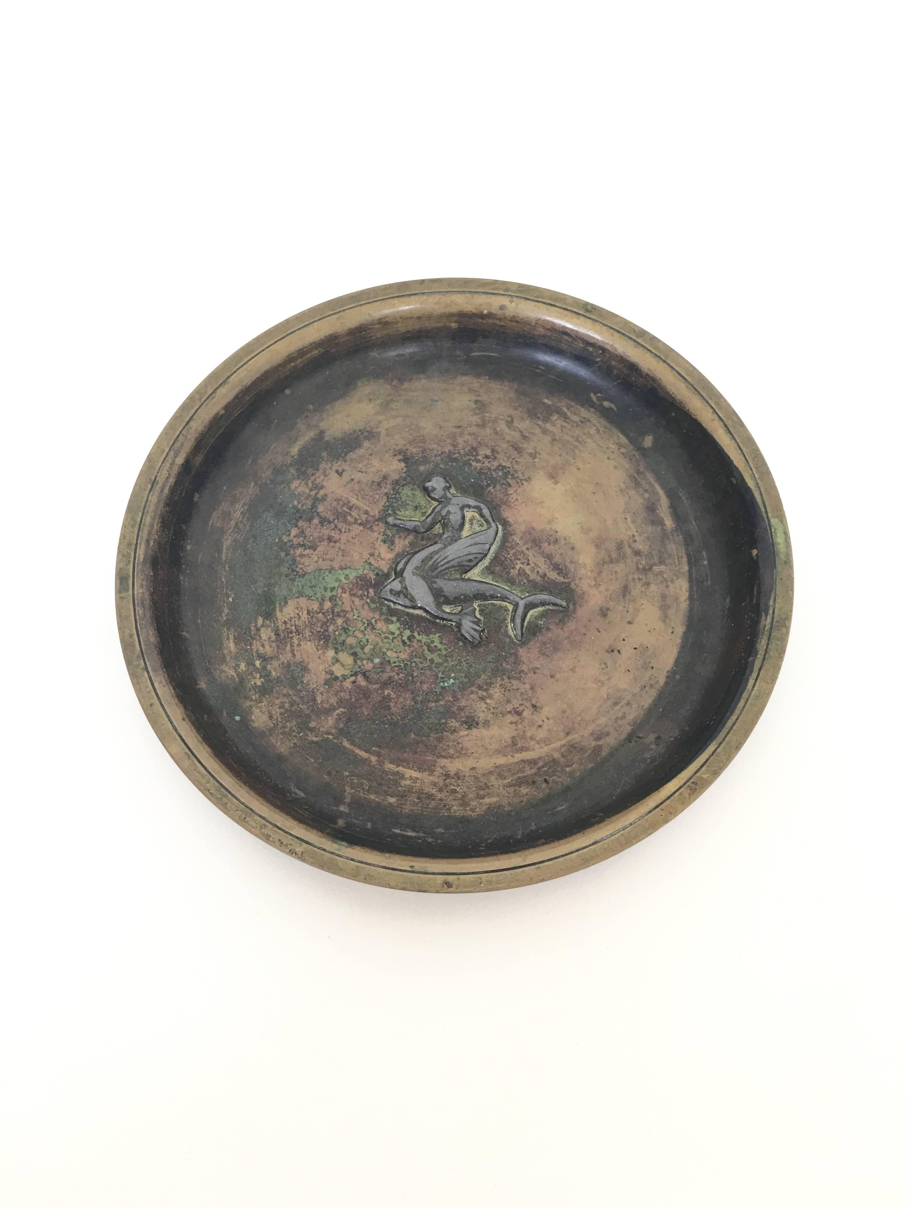 Danish Just Andersen Bronze Dish or Plate, Signed For Sale