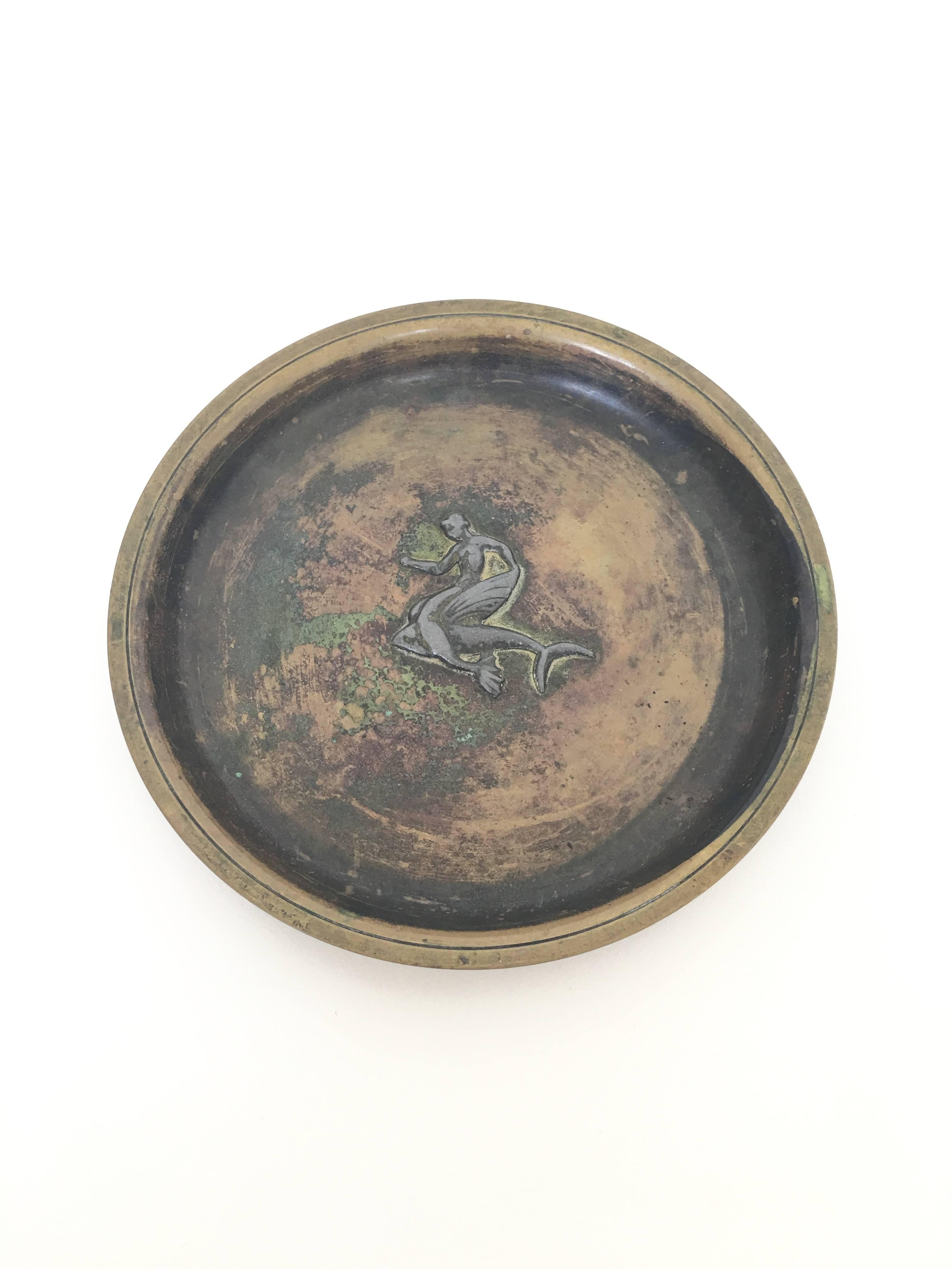 Just Andersen Bronze Dish or Plate, Signed In Good Condition For Sale In Ashburn, VA