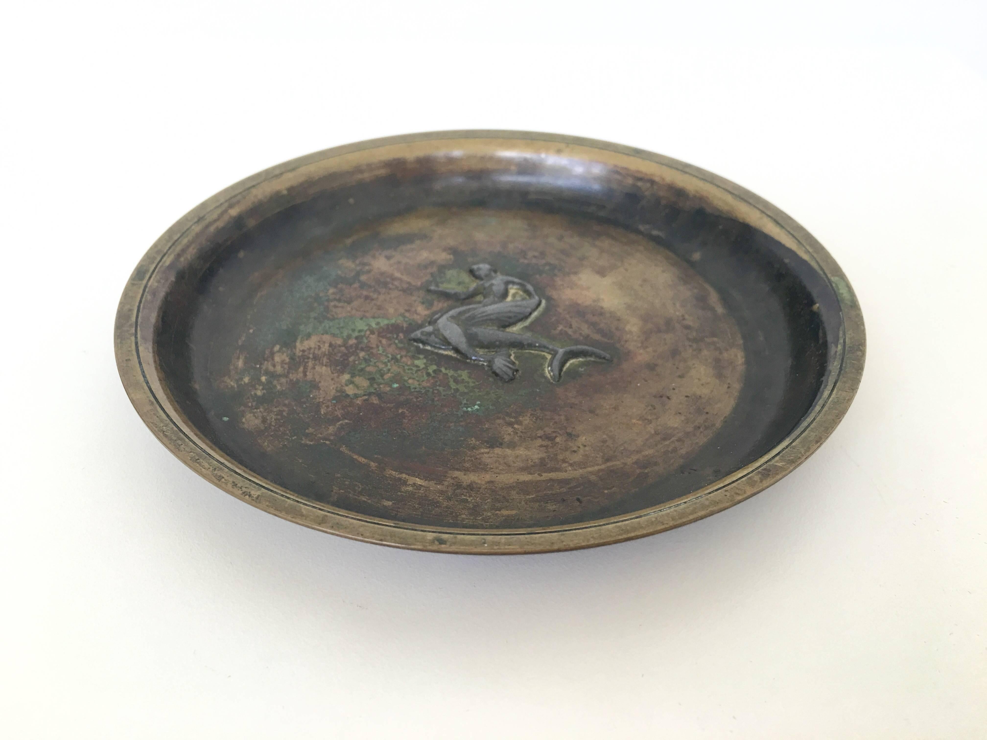 Arts and Crafts Just Andersen Bronze Dish or Plate, Signed For Sale
