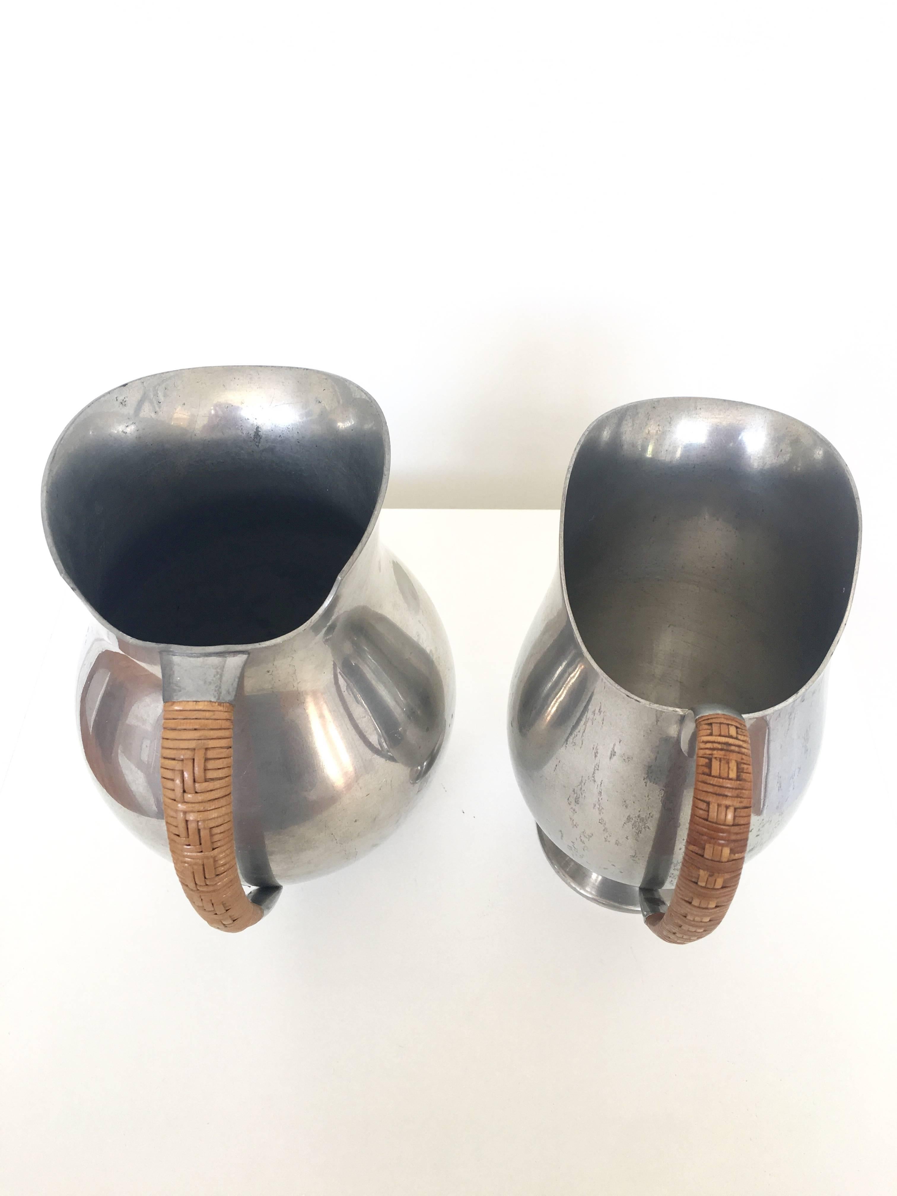 Set of Two Just Andersen Pewter Pitchers, Signed In Good Condition For Sale In Ashburn, VA