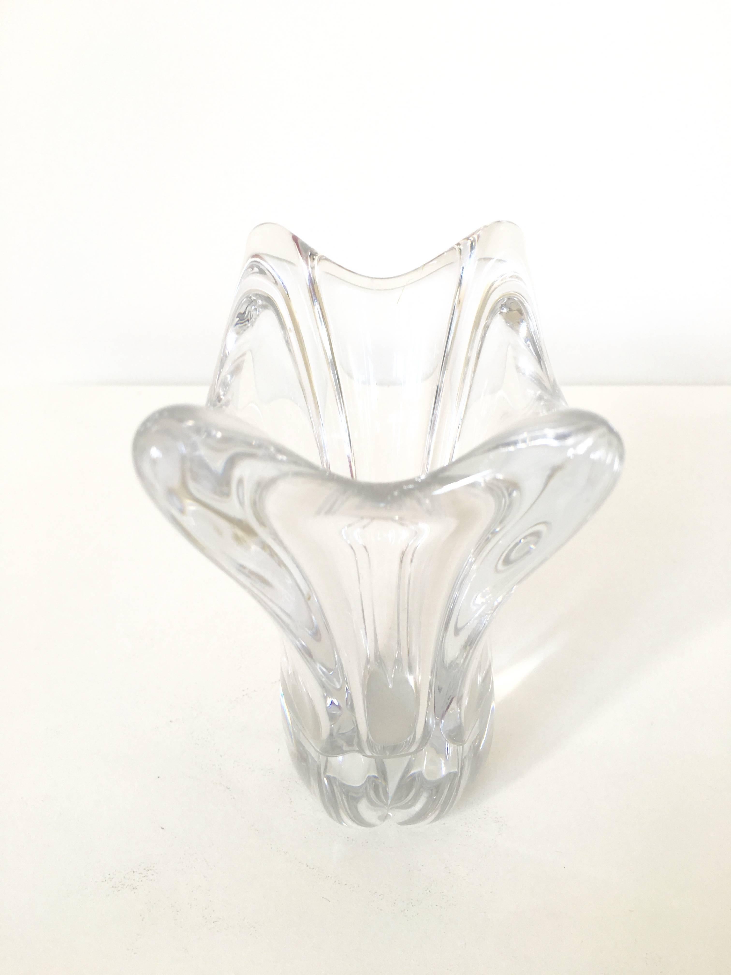 French Daum France Crystal Vase, Signed For Sale