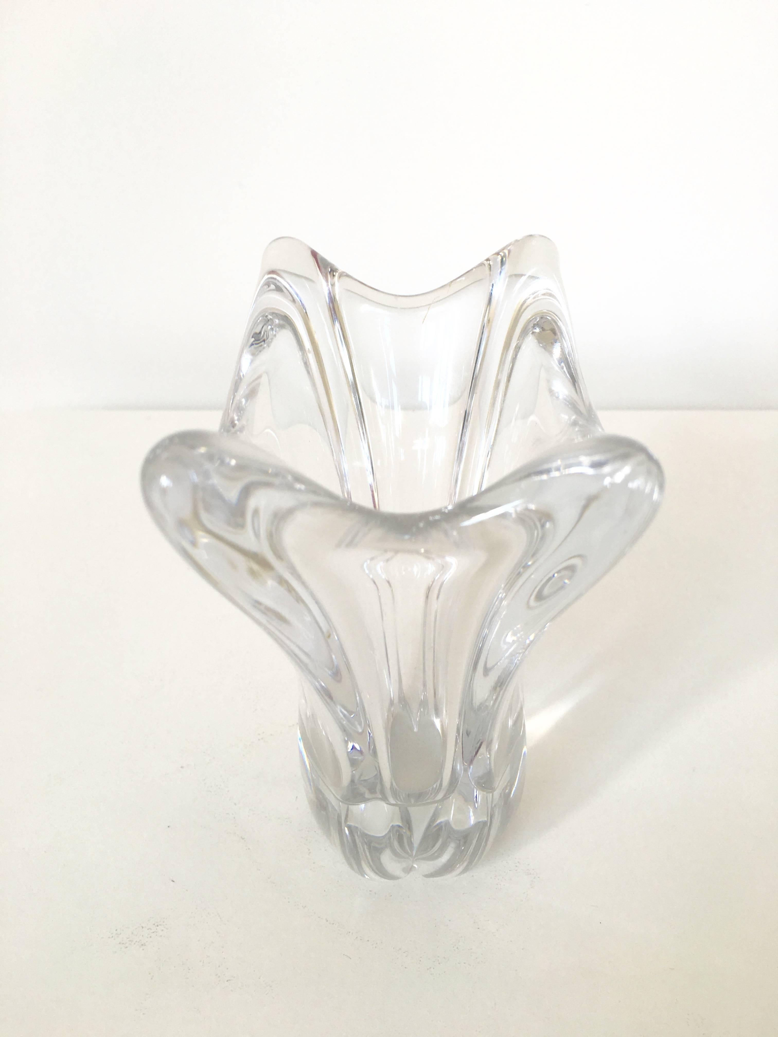 Modern Daum France Crystal Vase, Signed For Sale