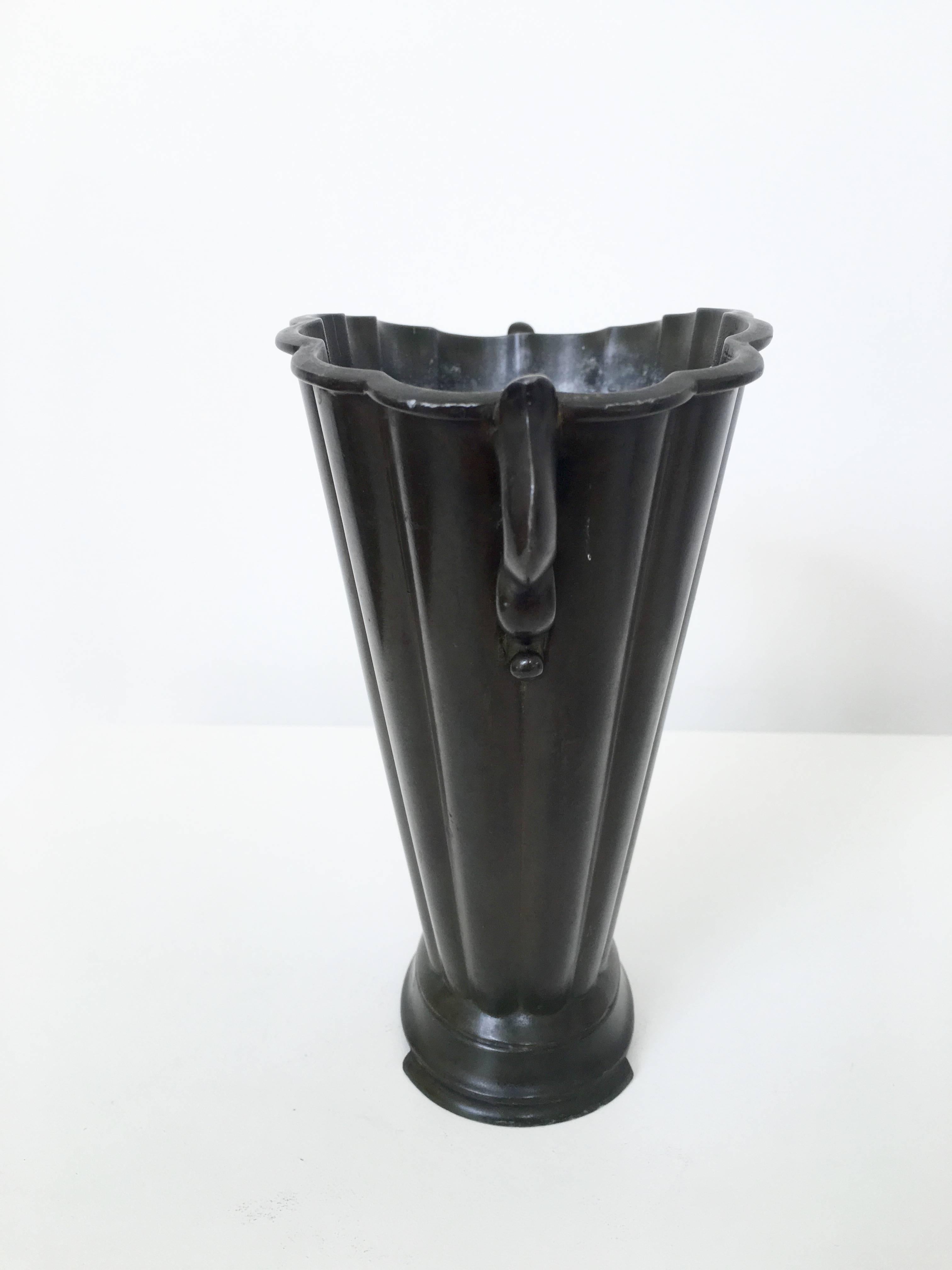 20th Century Fluted Just Andersen Vase, Signed For Sale