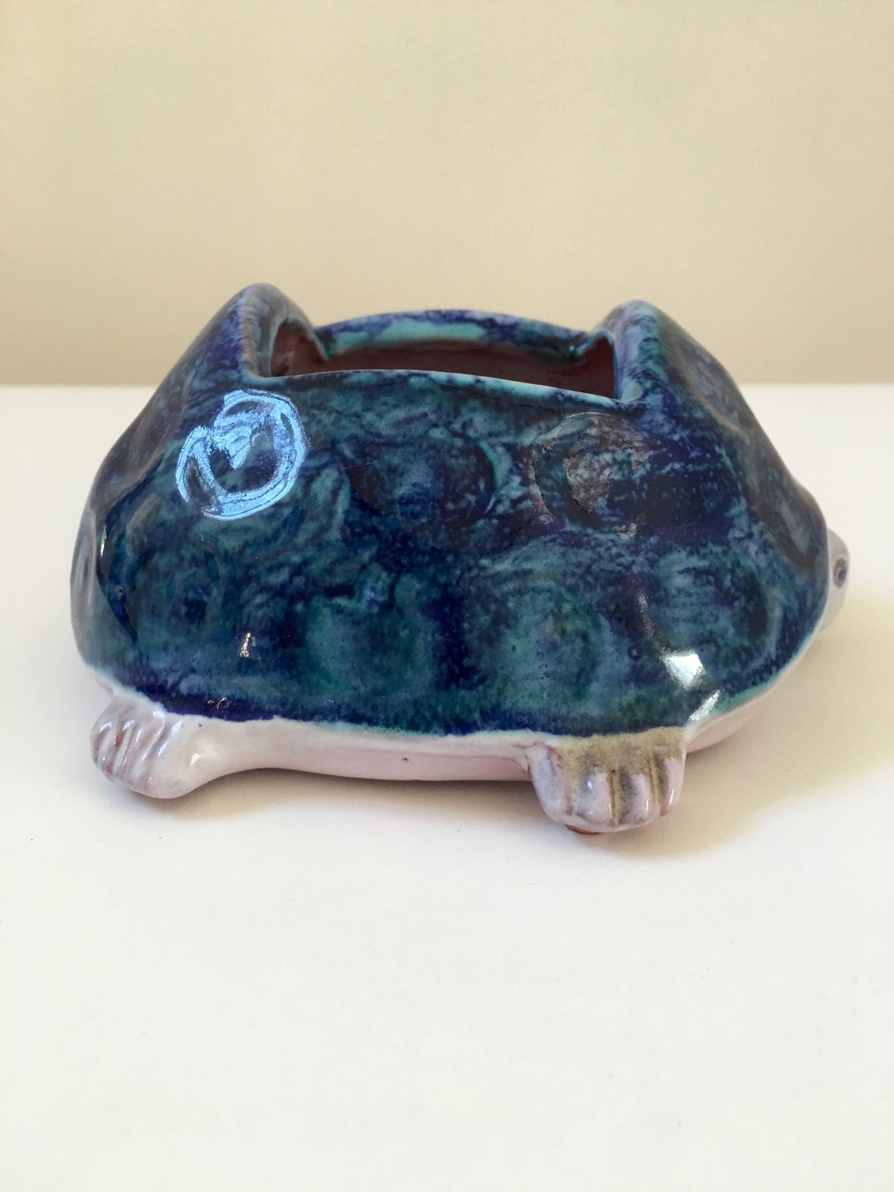 French Turtle Ceramic Sculpture by Robert & Jean Cloutier, Signed For Sale