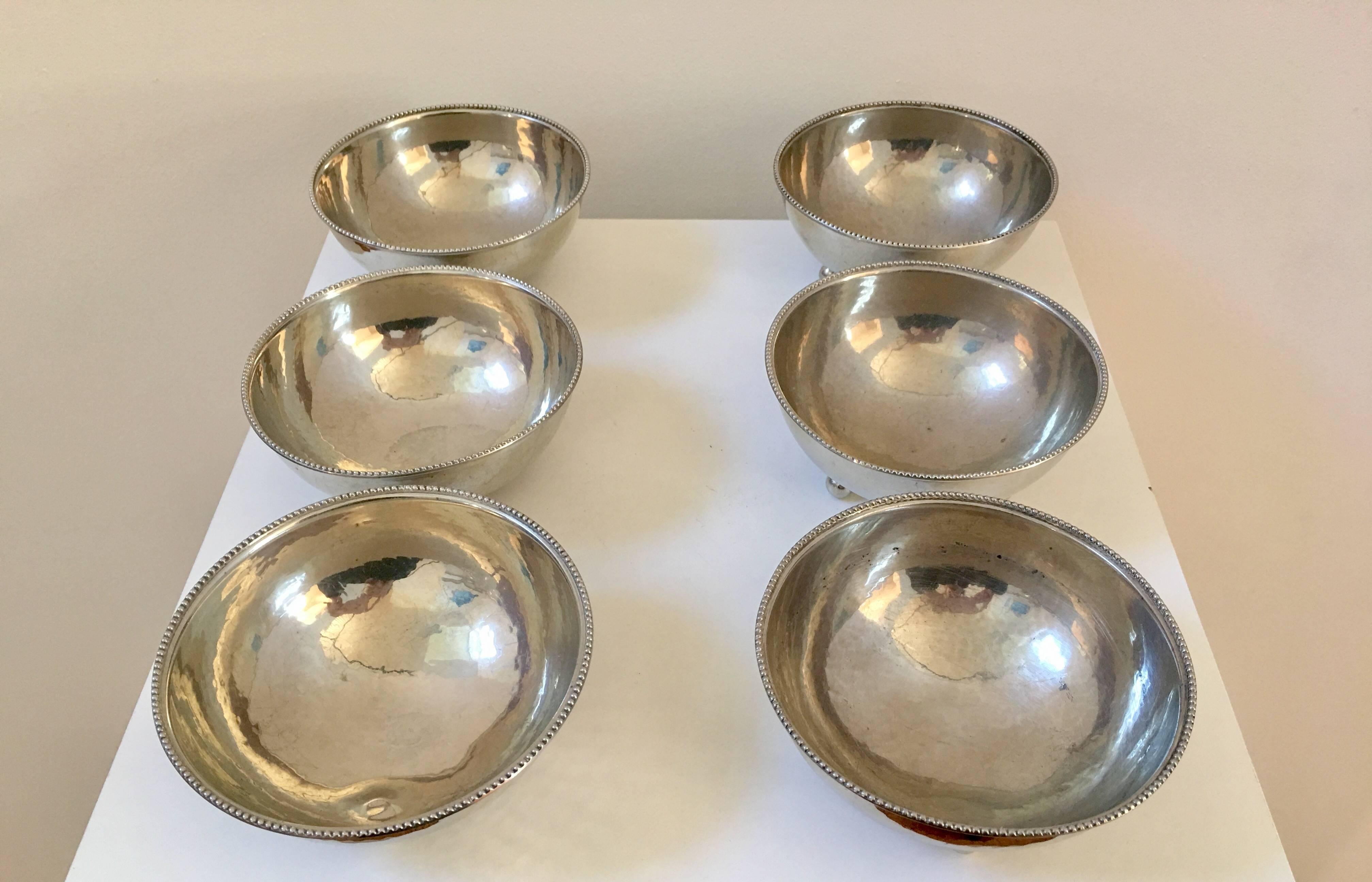 Danish Set of Six Just Andersen Bowls, Signed For Sale