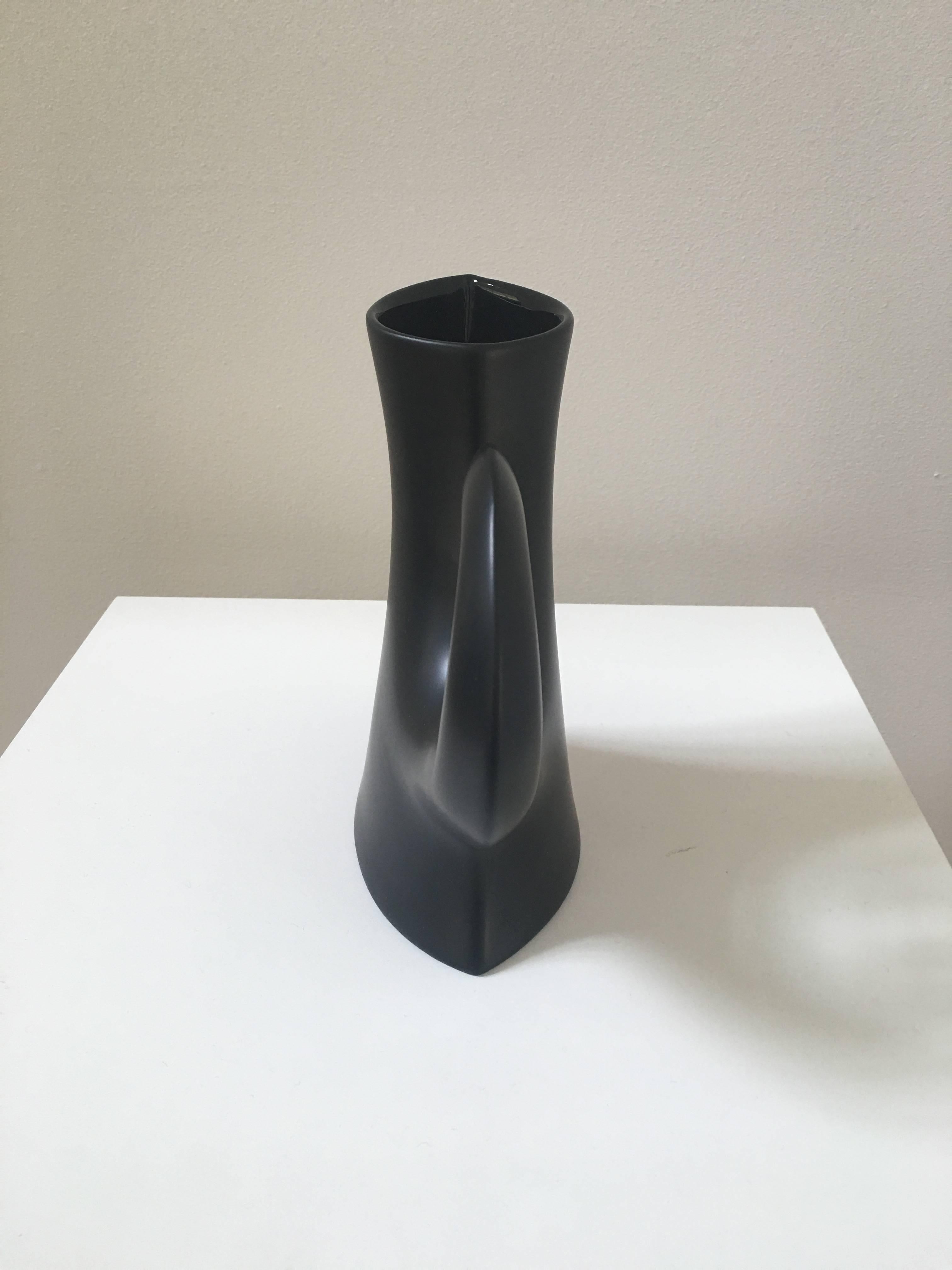 Modern Rosenthal Studio-Line Black Sculptural Ceramic Pitcher For Sale