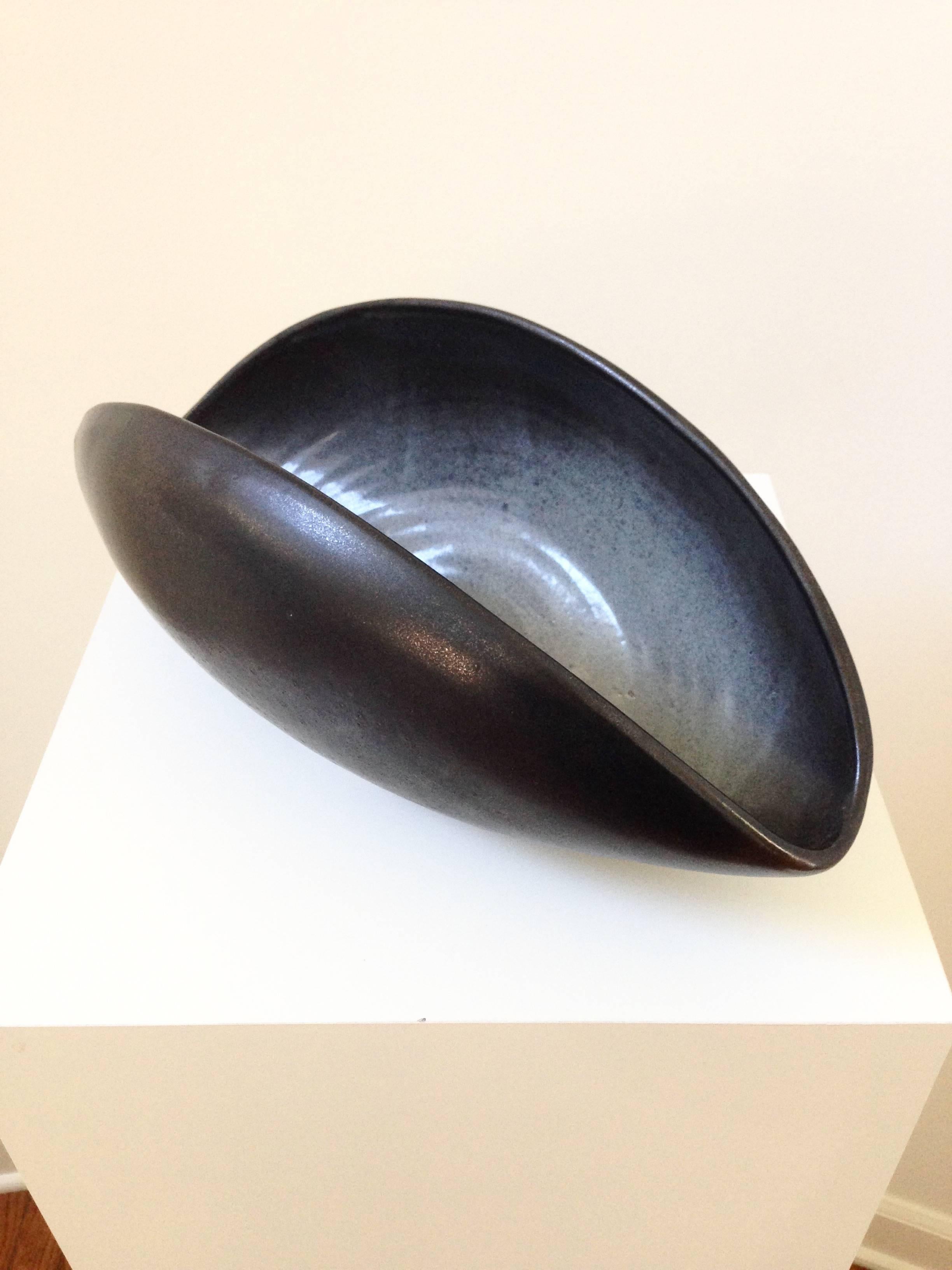 Large Glazed French Ceramic Sculptural Bowl For Sale 4