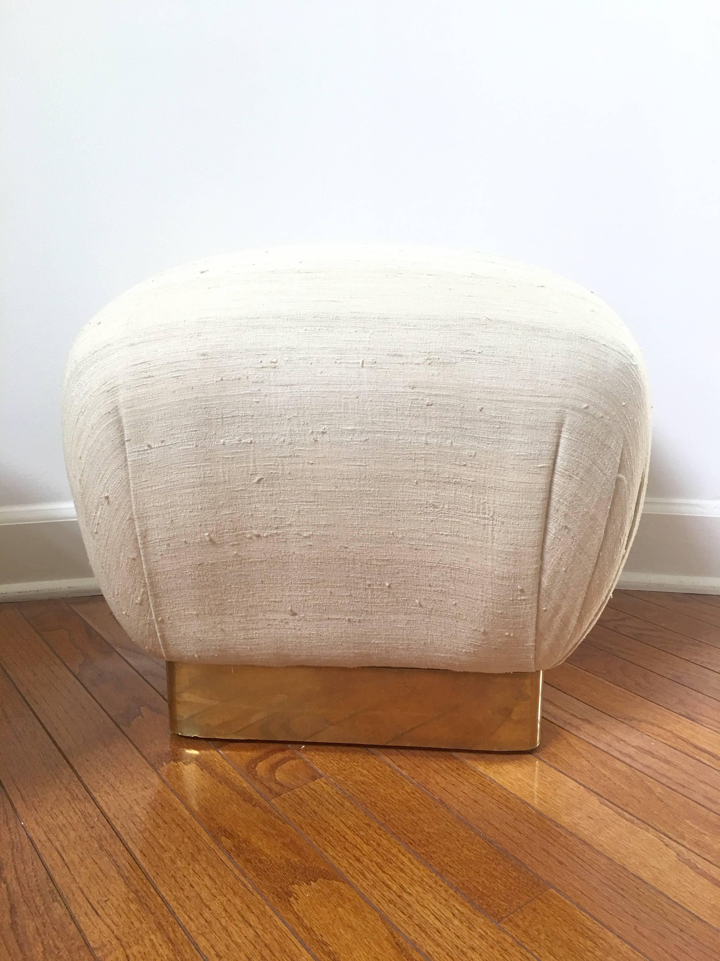 American Pair of Karl Springer Style Poufs or Ottomans