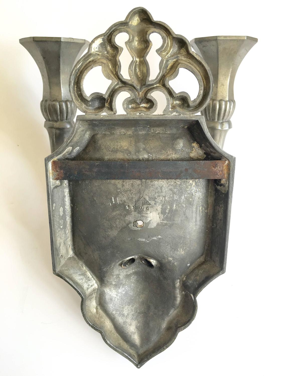 Pair of Just Andersen Pewter Candle Sconces, Signed For Sale at 1stdibs
