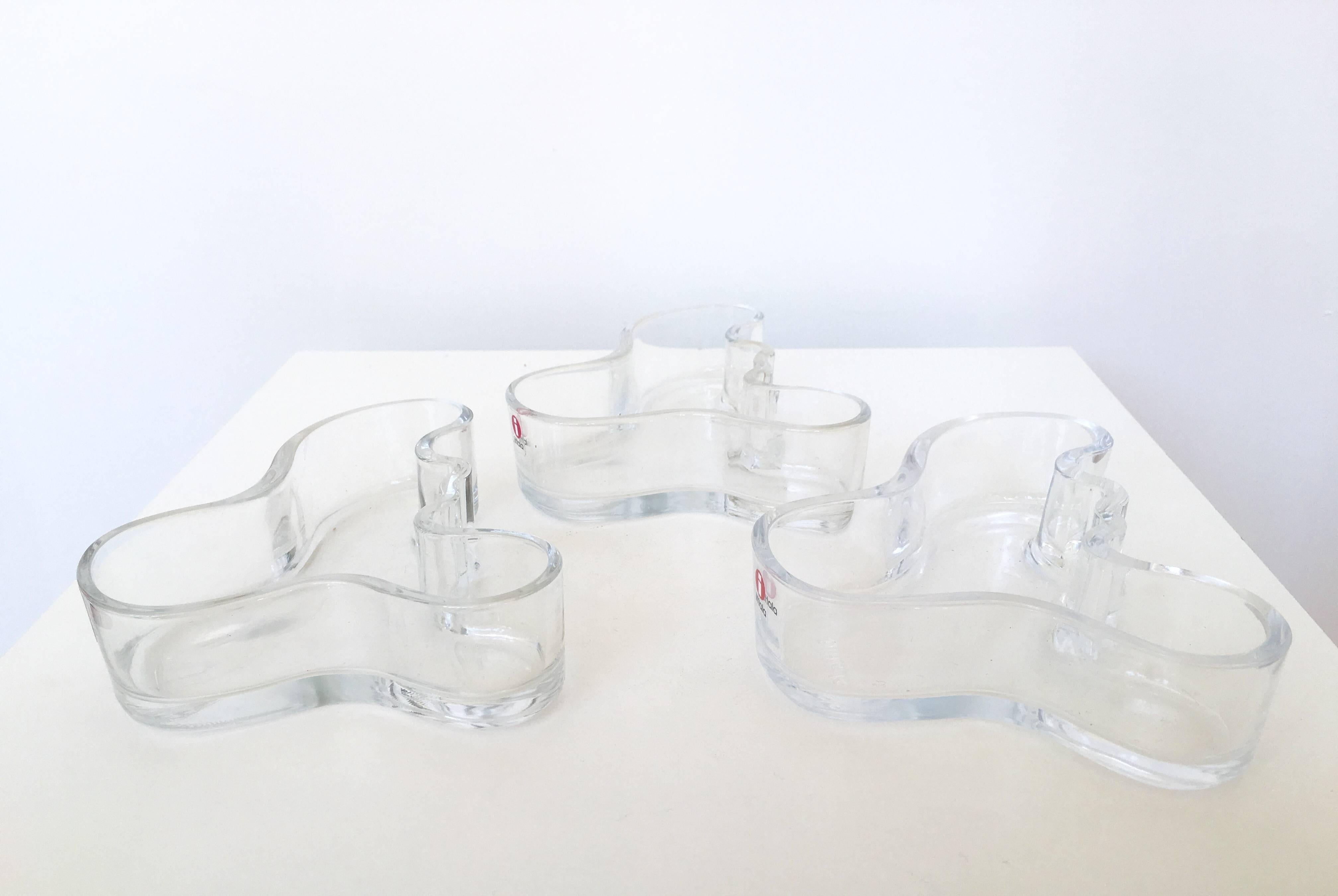 Set of Three Ittala Glass Candy Dish or Tray by Alvar Alto 1
