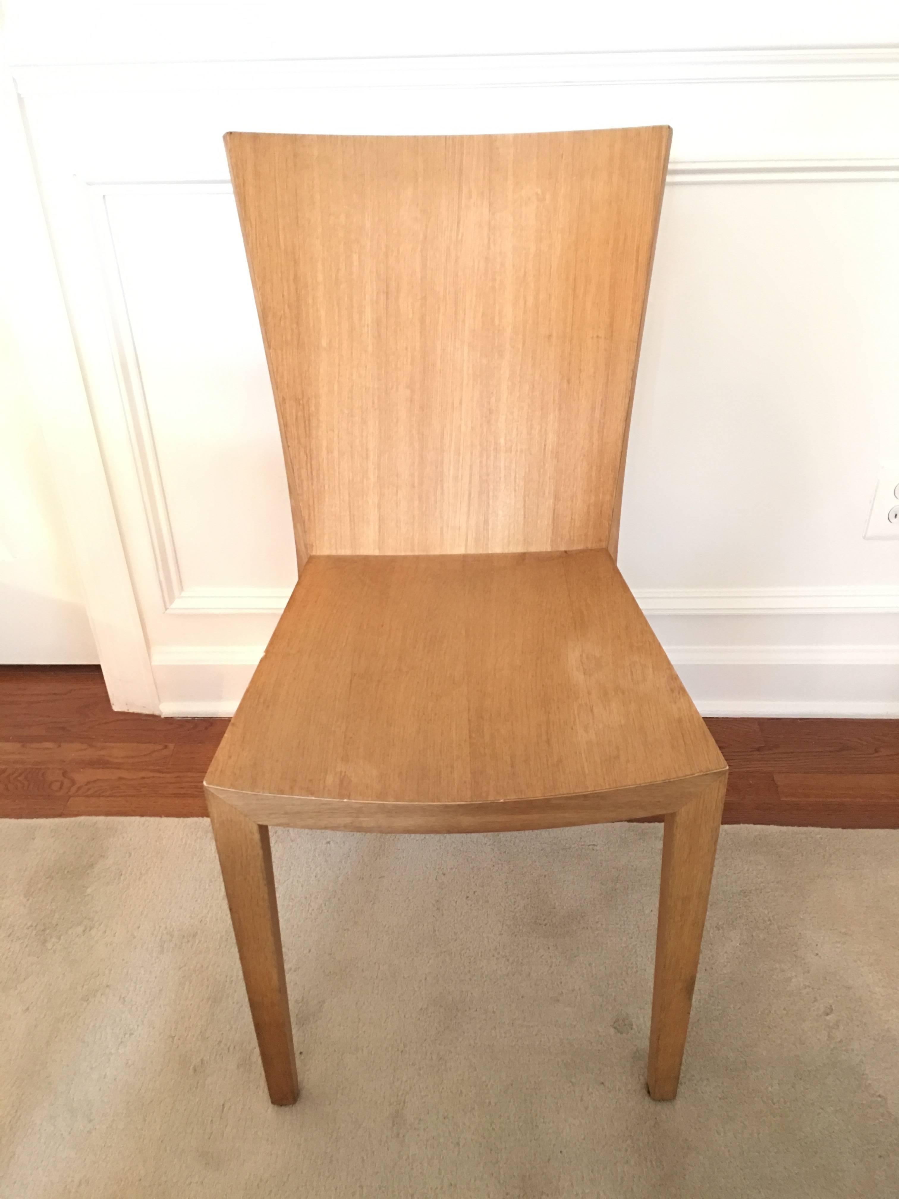 Oak Set of Four Jean Michel Frank Style Dining Chairs For Sale