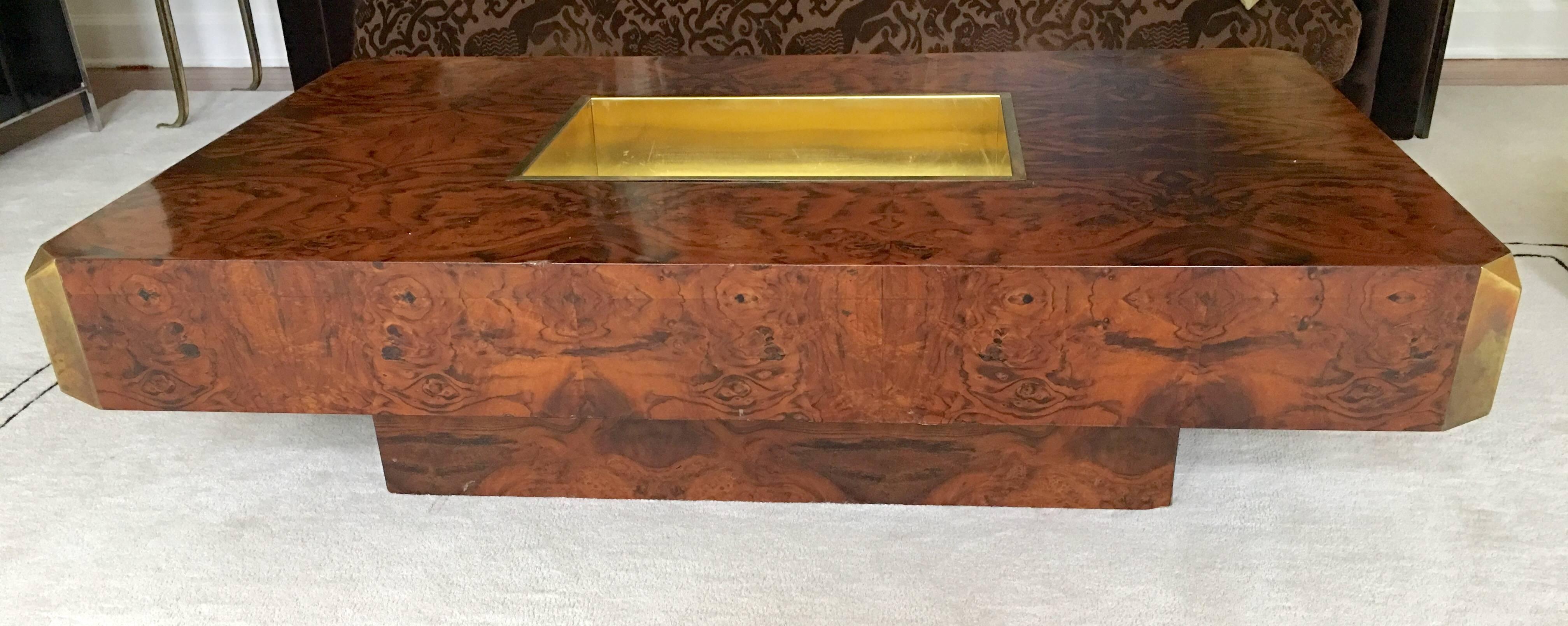 Veneer Tortoiseshell Finish Willy Rizzo Coffee or Cocktail Table For Sale
