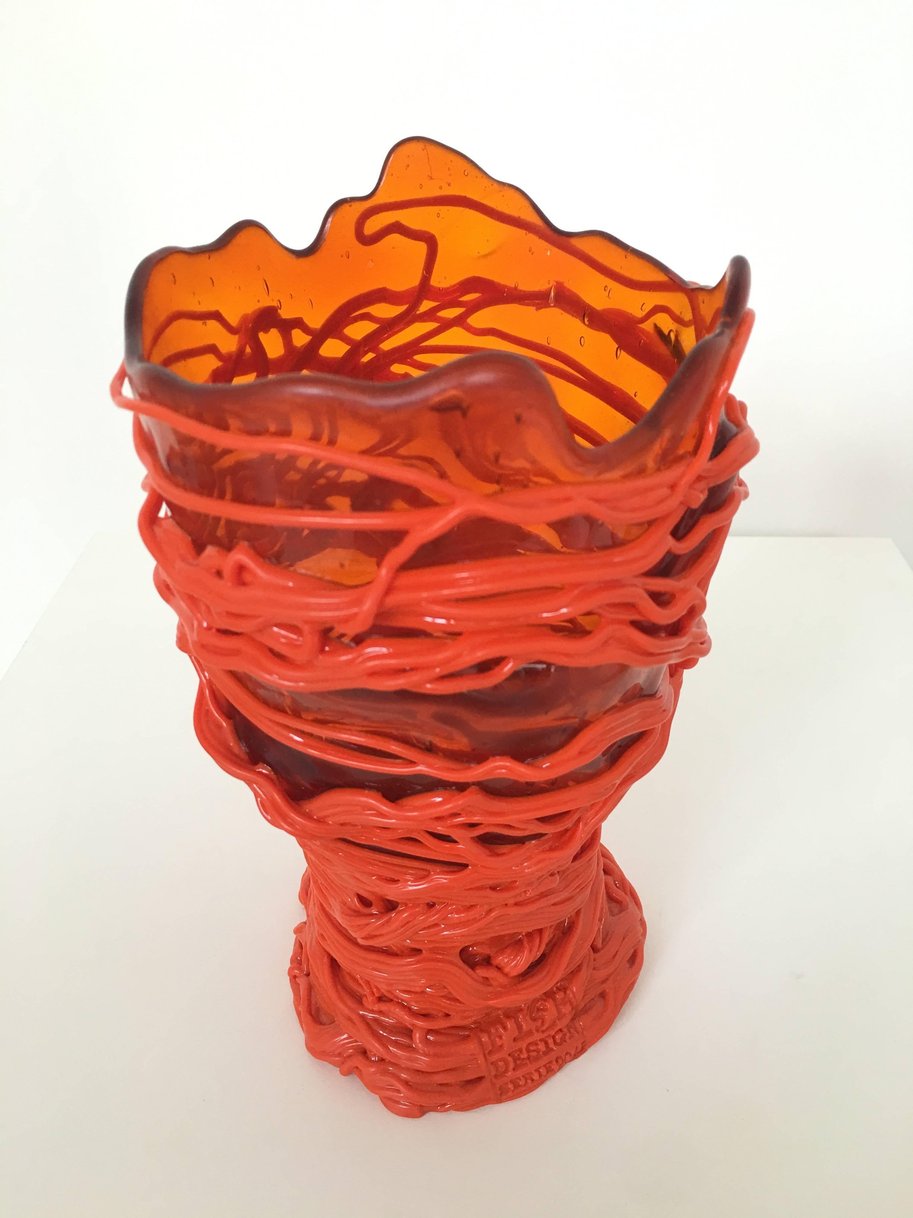 Orange Gaetano Pesce Vase In Excellent Condition For Sale In Ashburn, VA