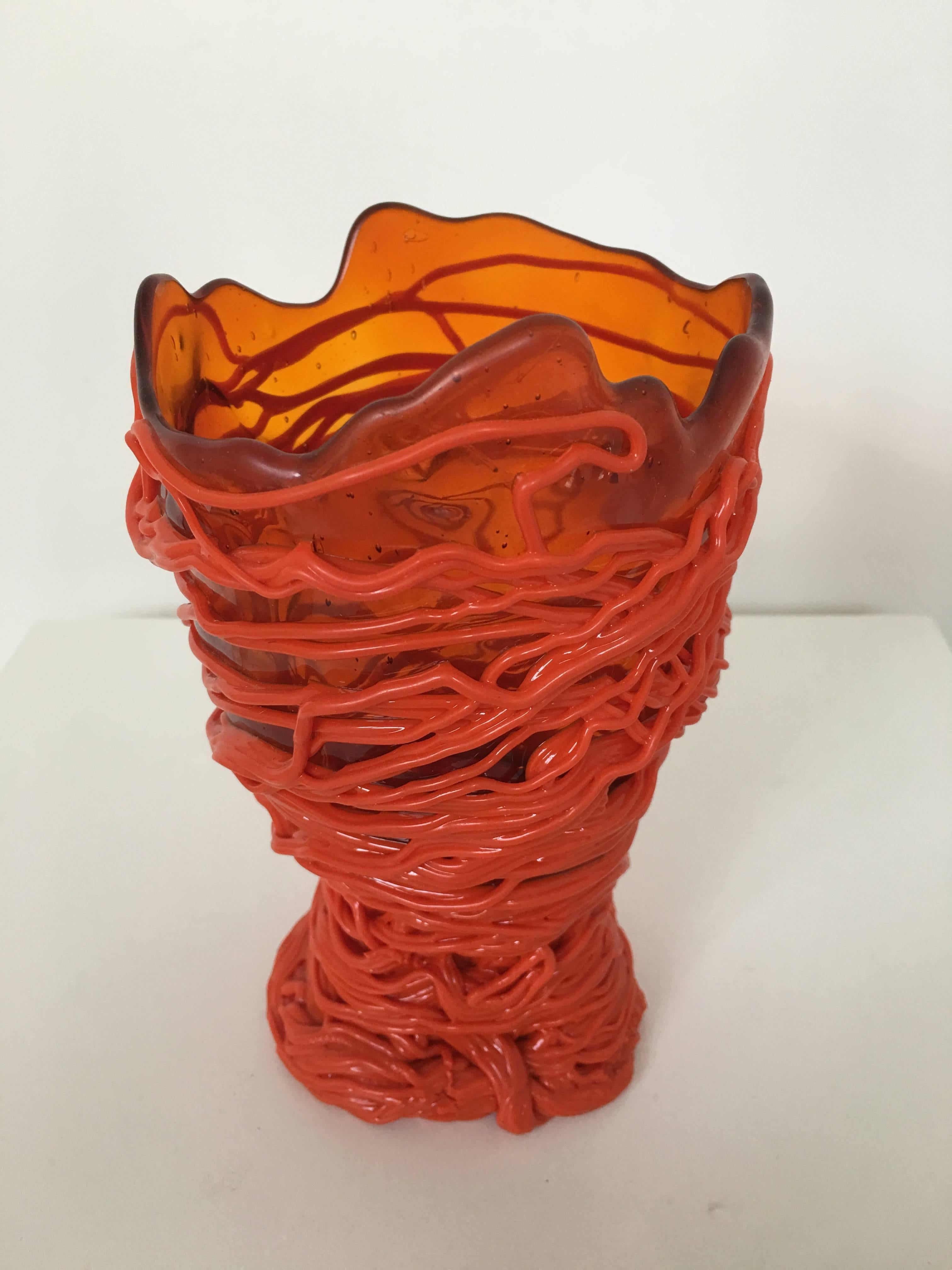 Italian Orange Gaetano Pesce Vase For Sale