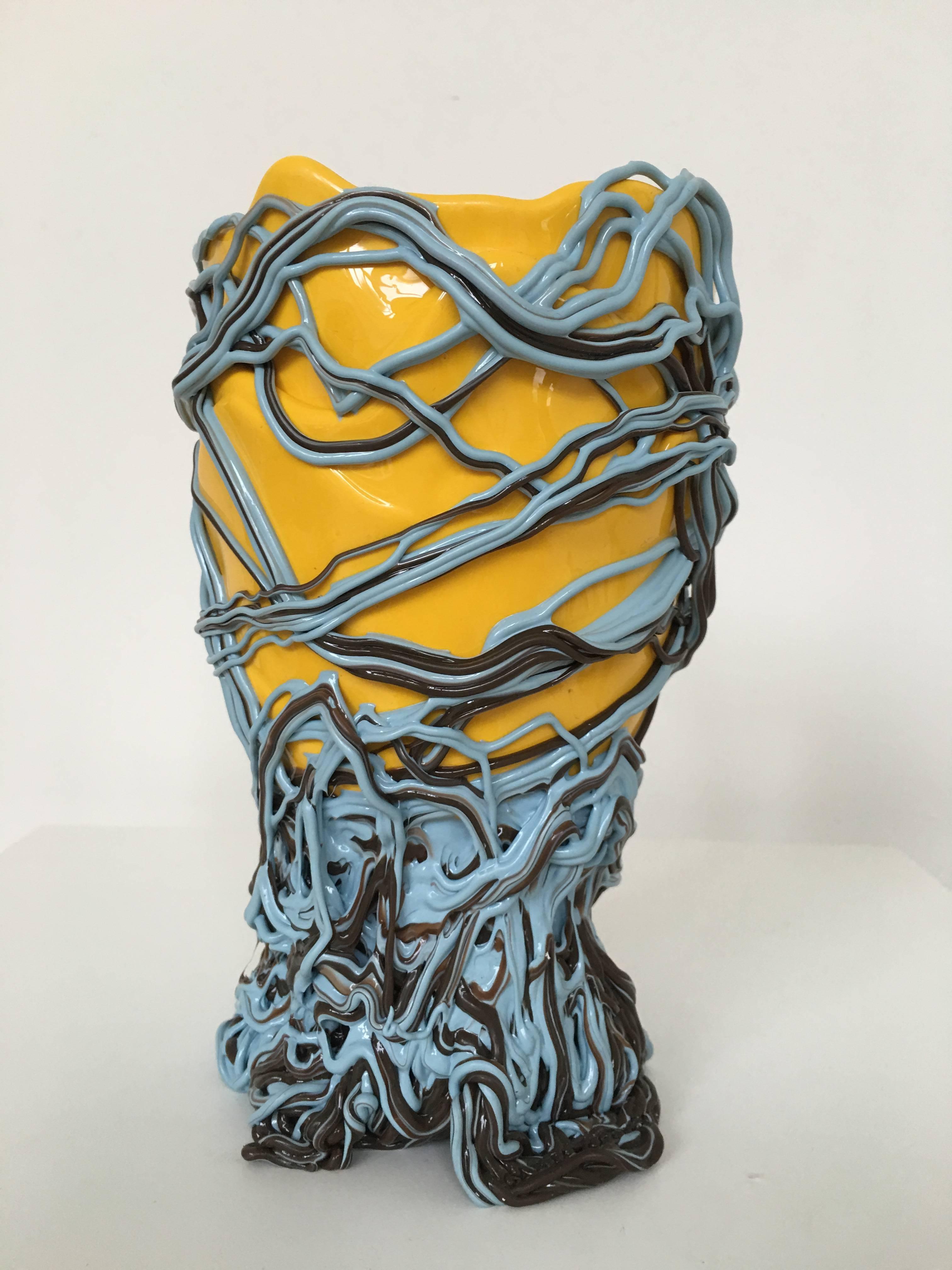 Modern Yellow and Blue Gaetano Pesce Vase For Sale