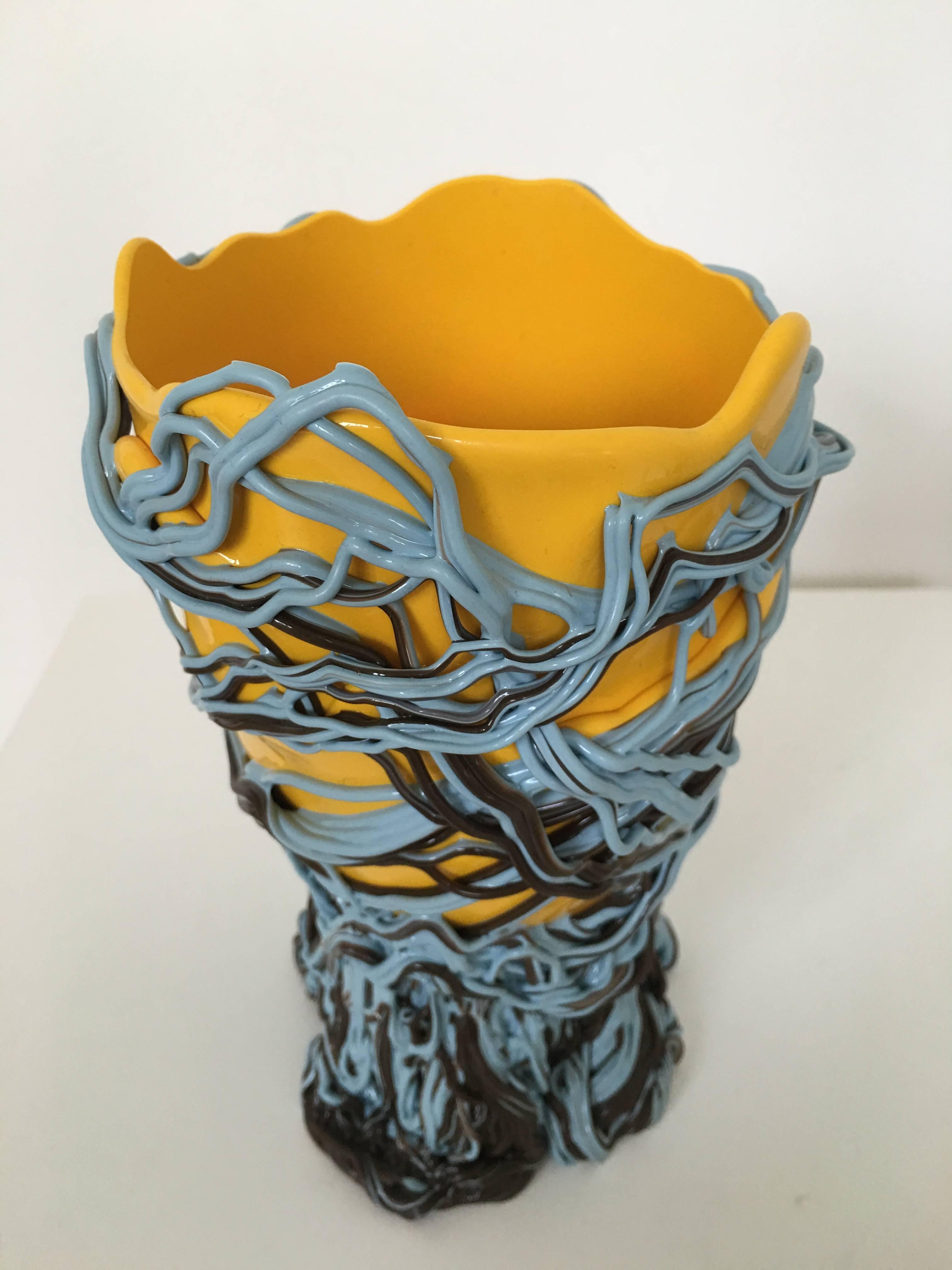 Italian Yellow and Blue Gaetano Pesce Vase For Sale