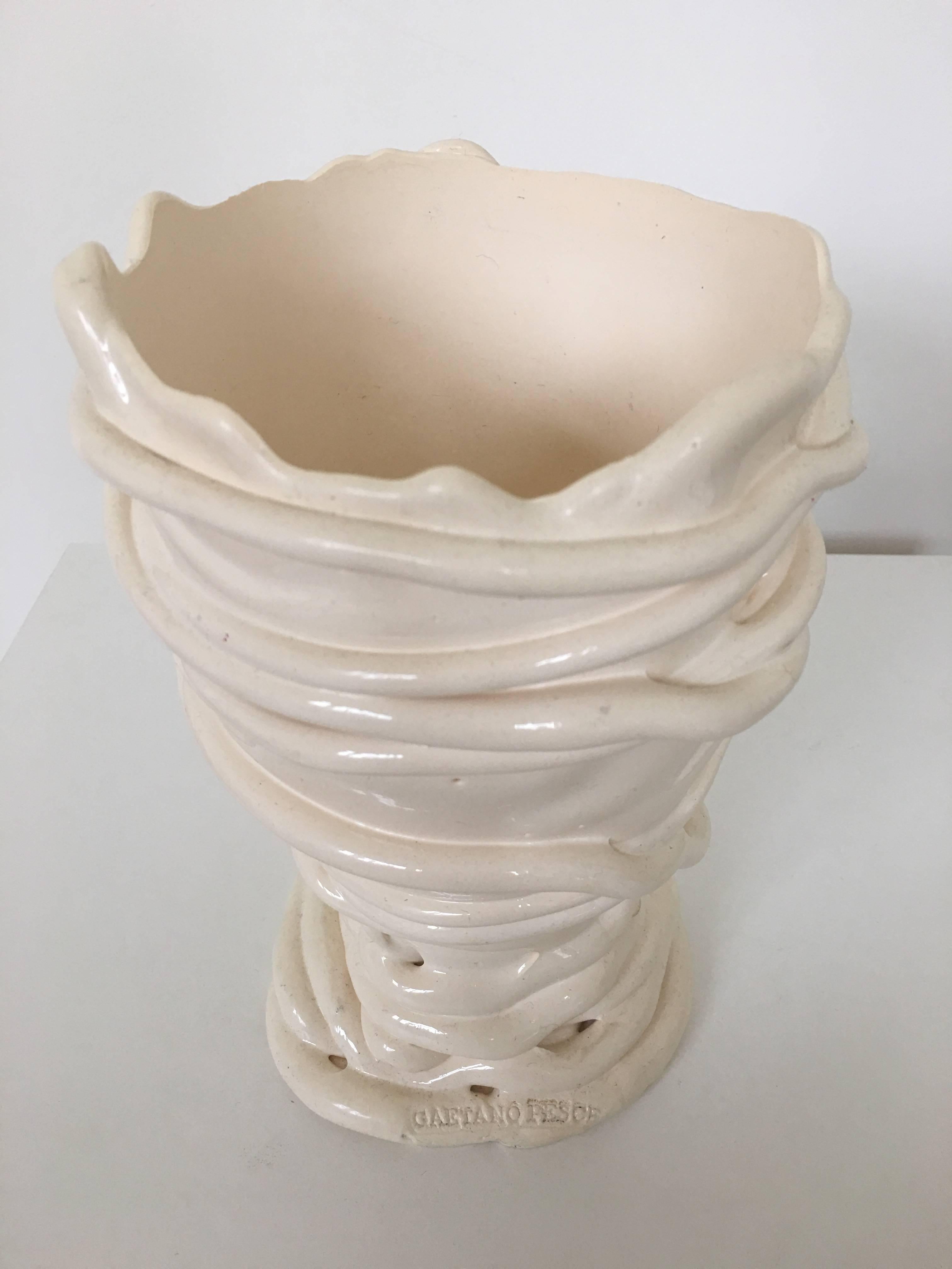 Italian White Gaetano Pesce Vase For Sale