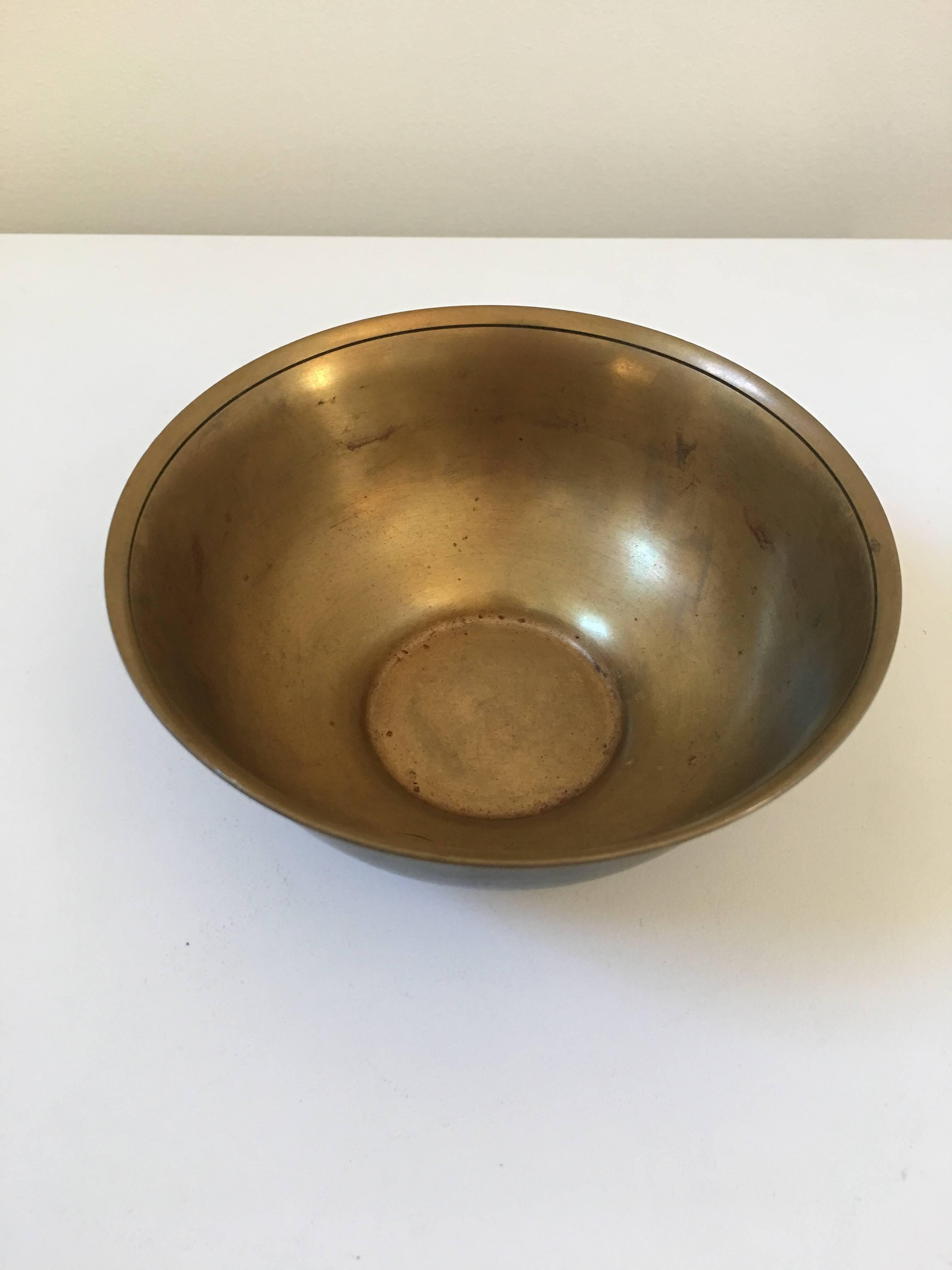 Danish Pair of Just Andersen Bronze Bowls, Signed For Sale