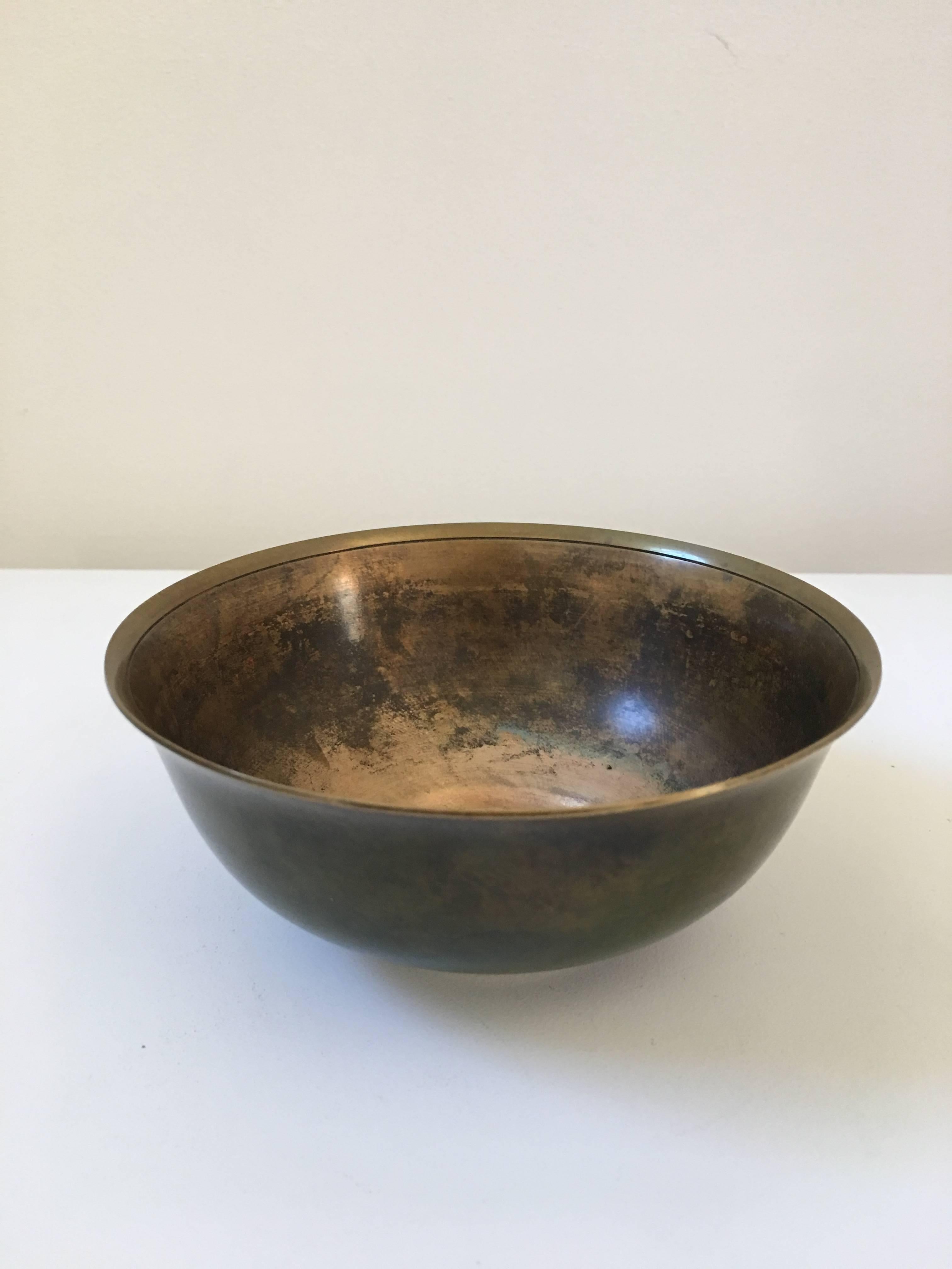 Pair of Just Andersen Bronze Bowls, Signed In Excellent Condition For Sale In Ashburn, VA