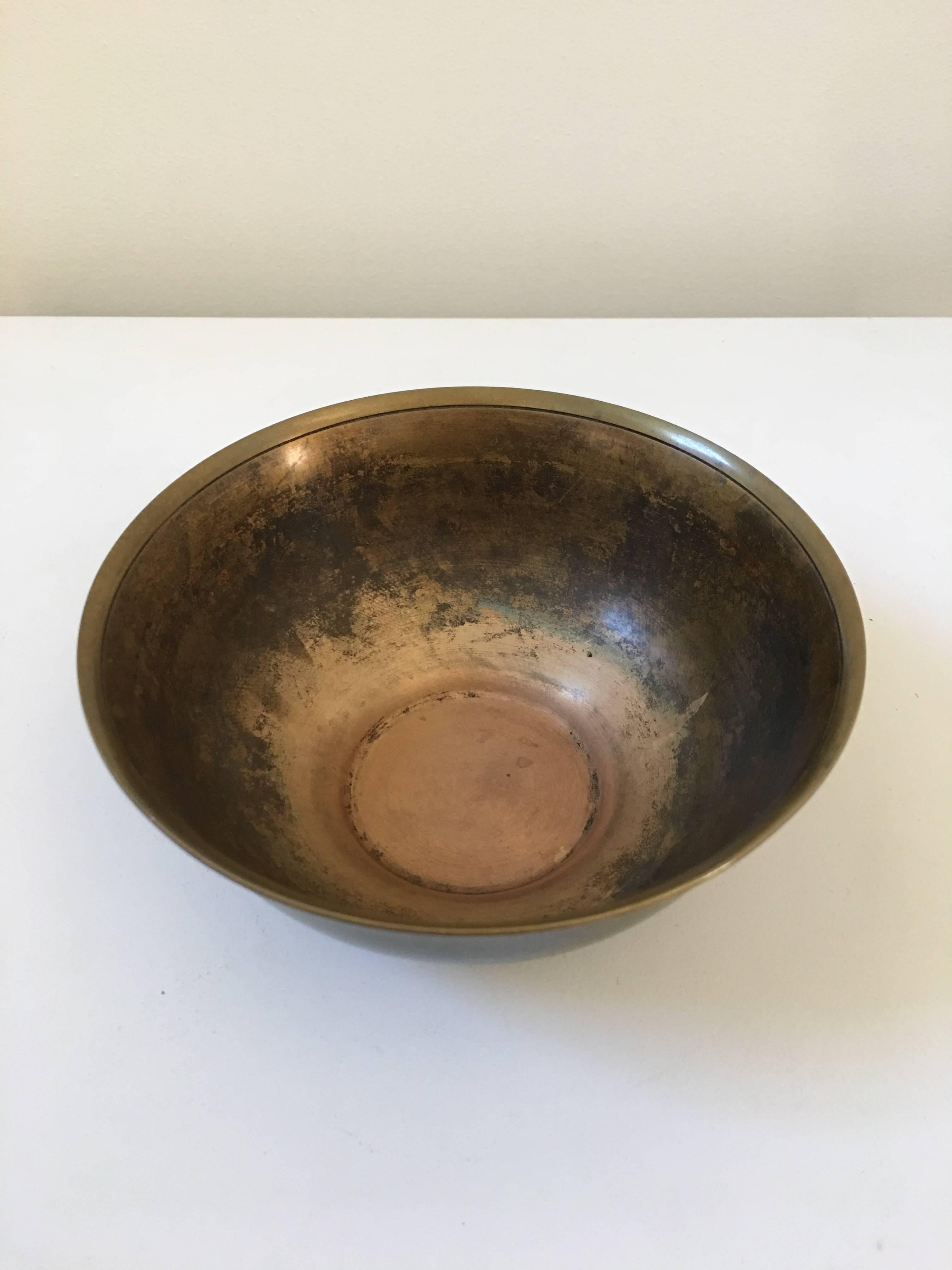 20th Century Pair of Just Andersen Bronze Bowls, Signed For Sale