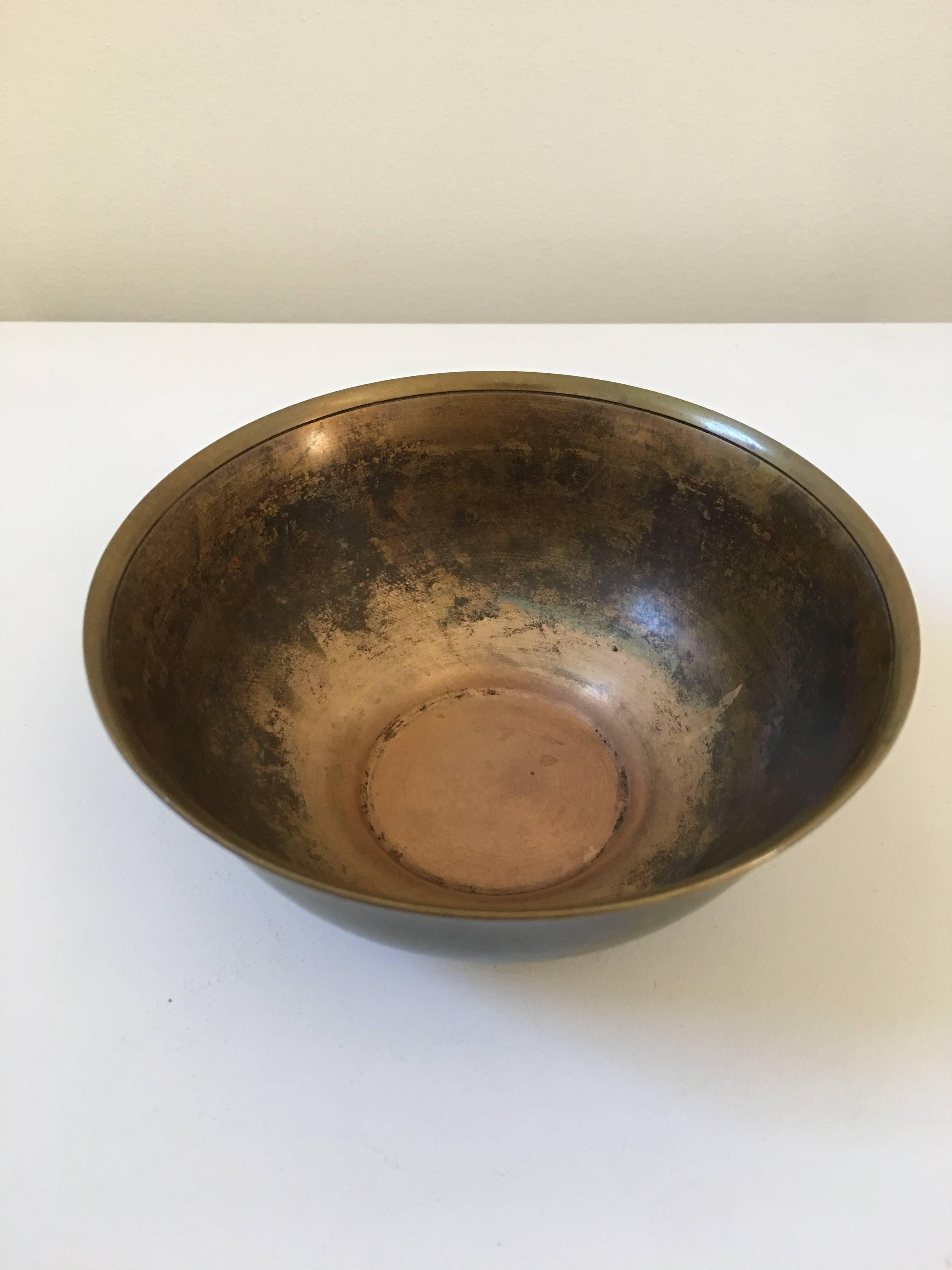 Pair of Just Andersen Bronze Bowls, Signed For Sale 1