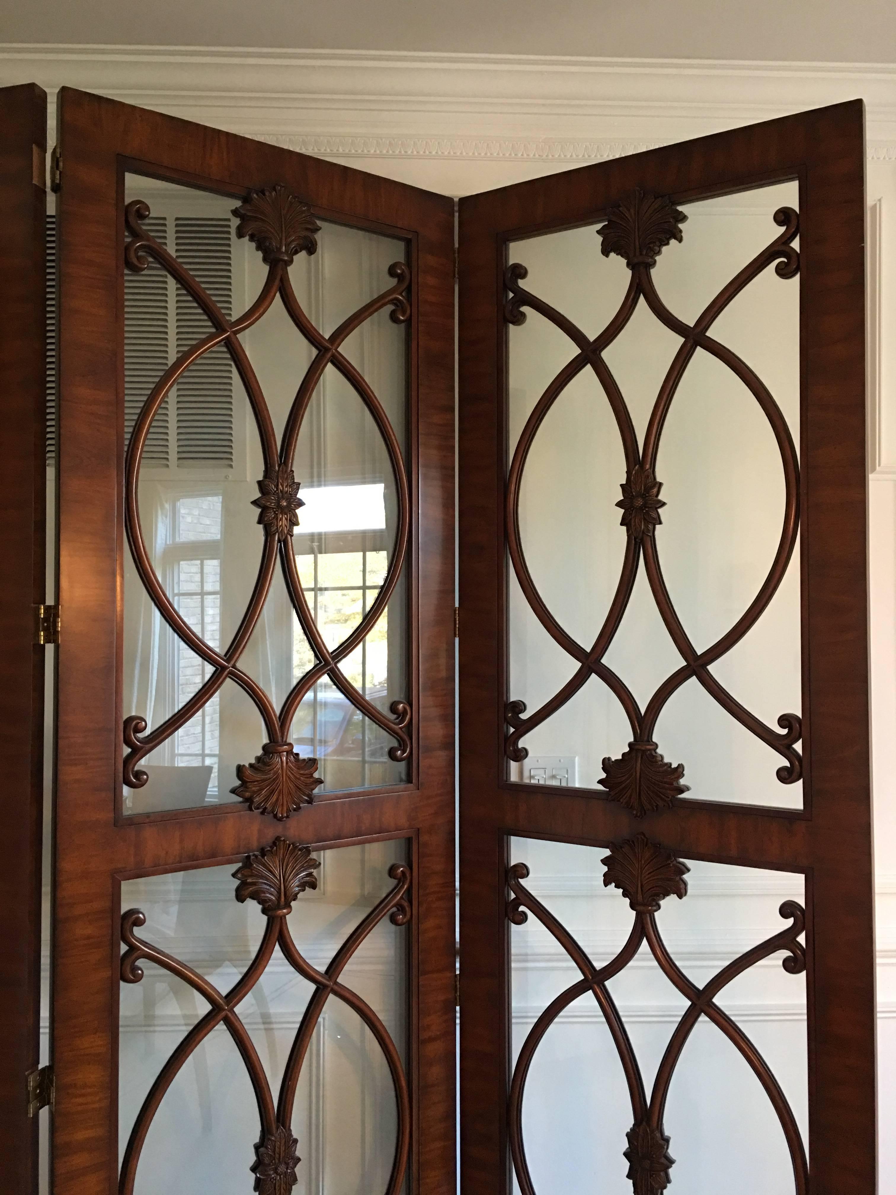 20th Century Palisander and Glass Screen or Room Divider For Sale