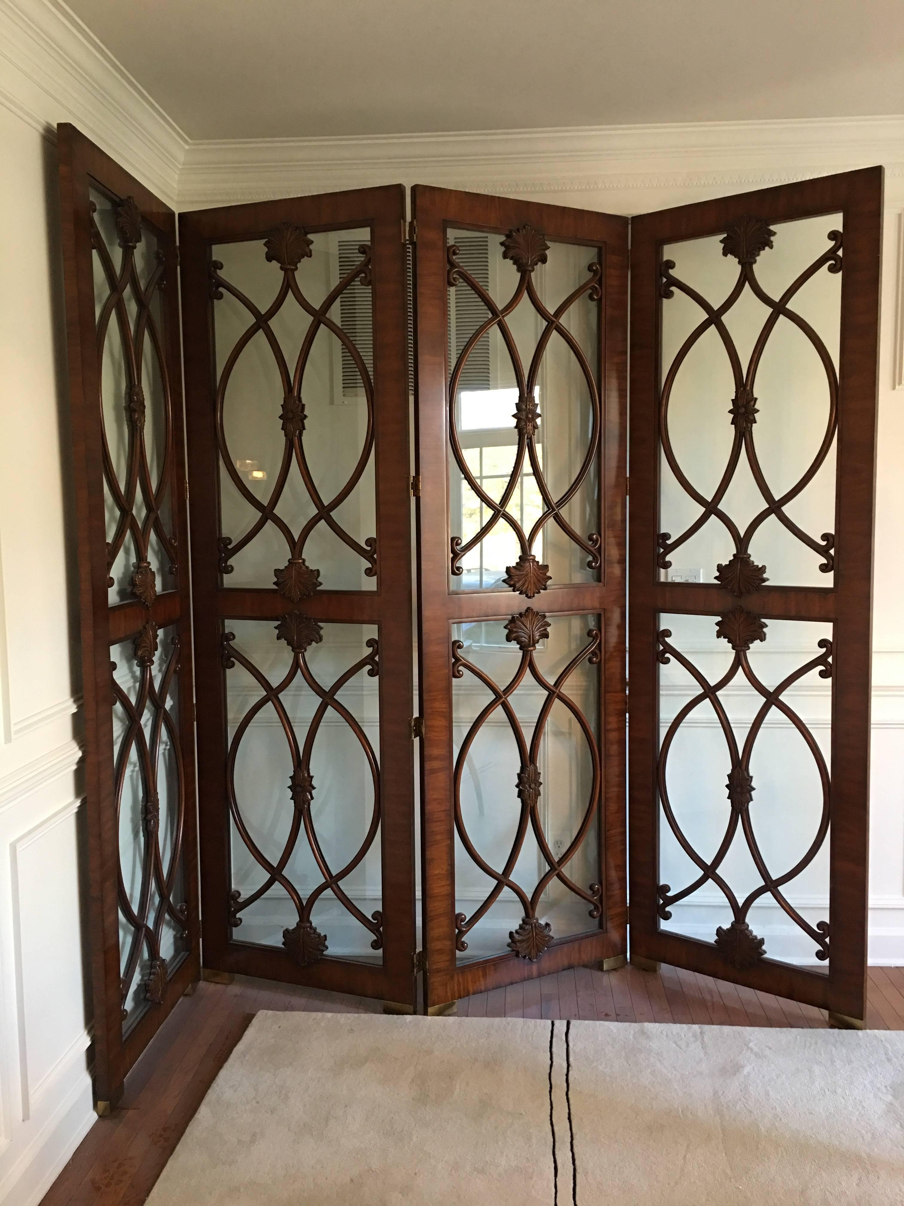 Palisander and Glass Screen or Room Divider In Good Condition For Sale In Ashburn, VA