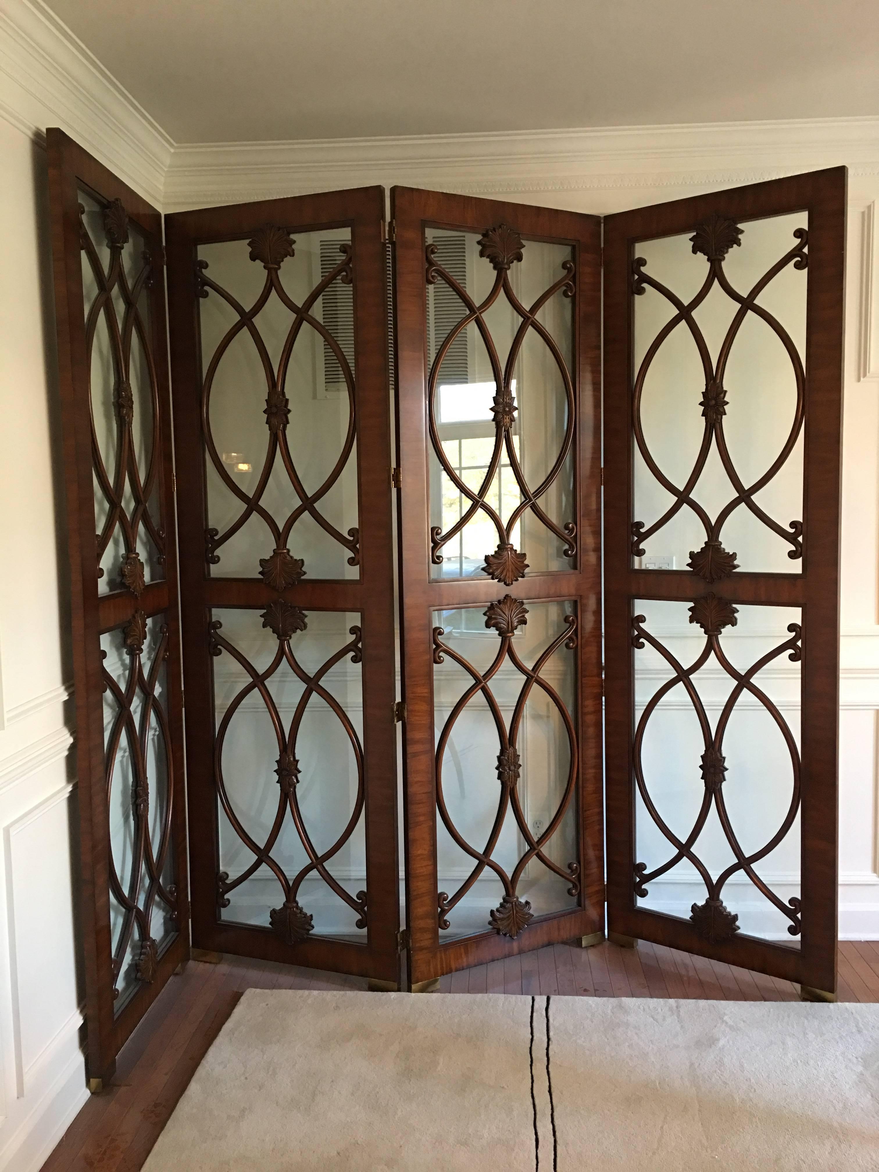 Modern Palisander and Glass Screen or Room Divider For Sale