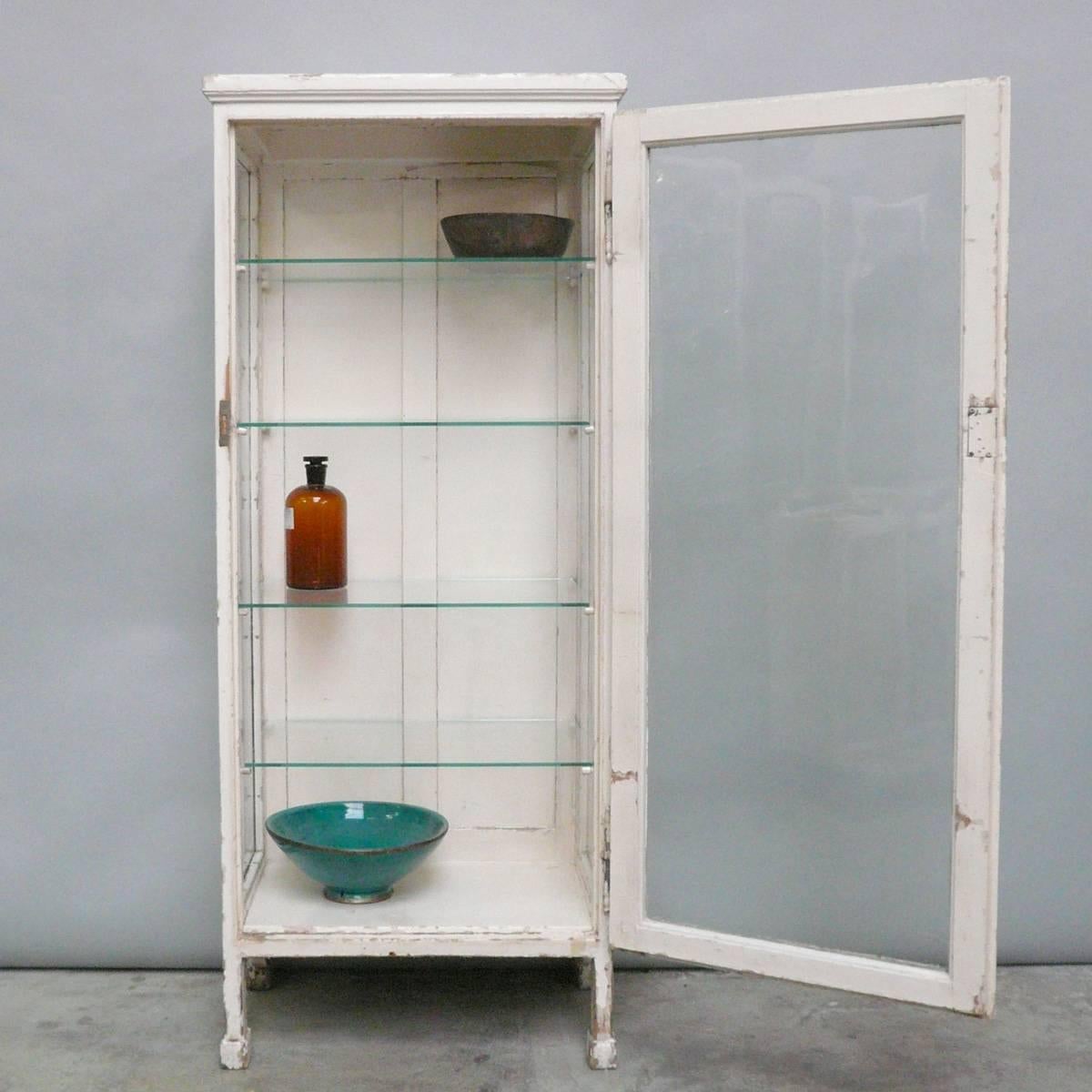 Vintage Hungarian Wood and Glass Medicine Cabinet, 1930s 1