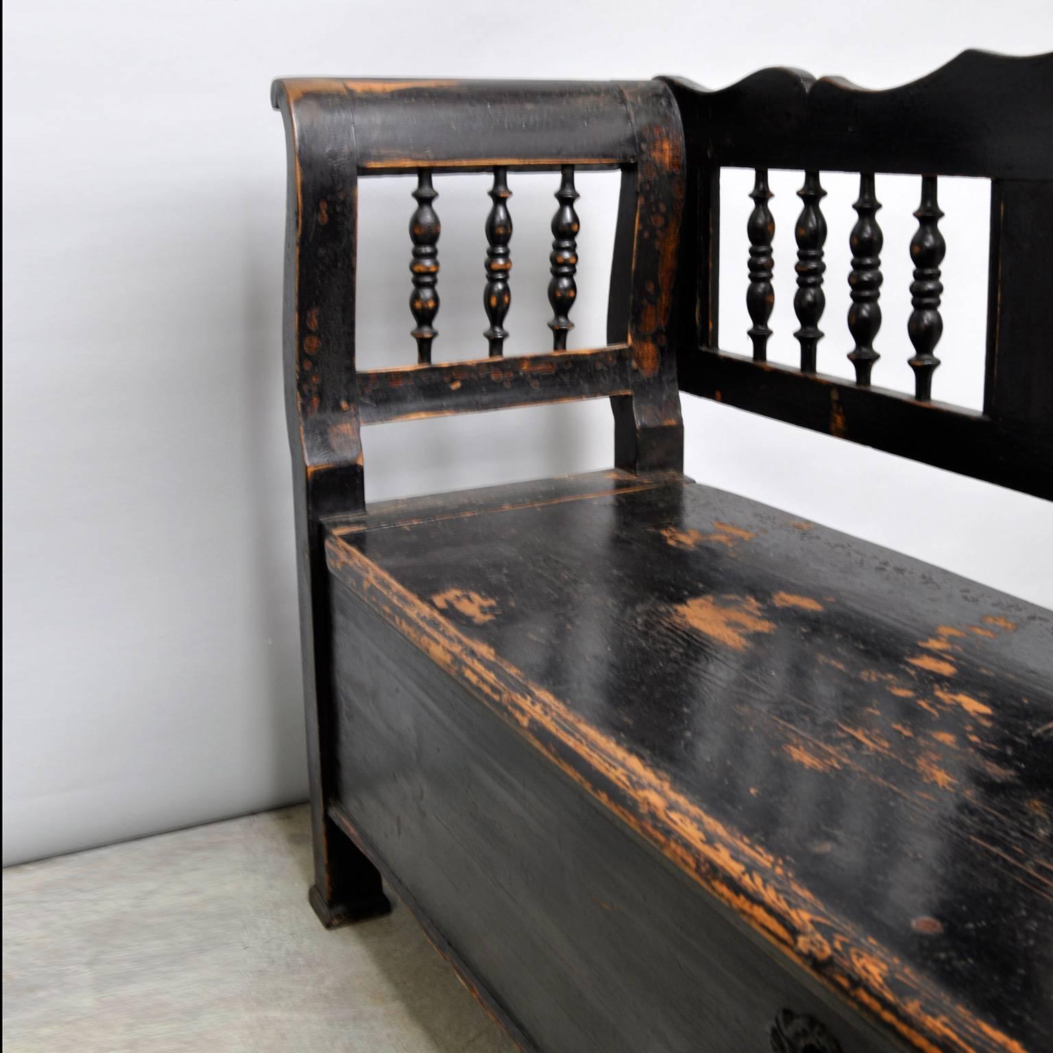 distressed black bench