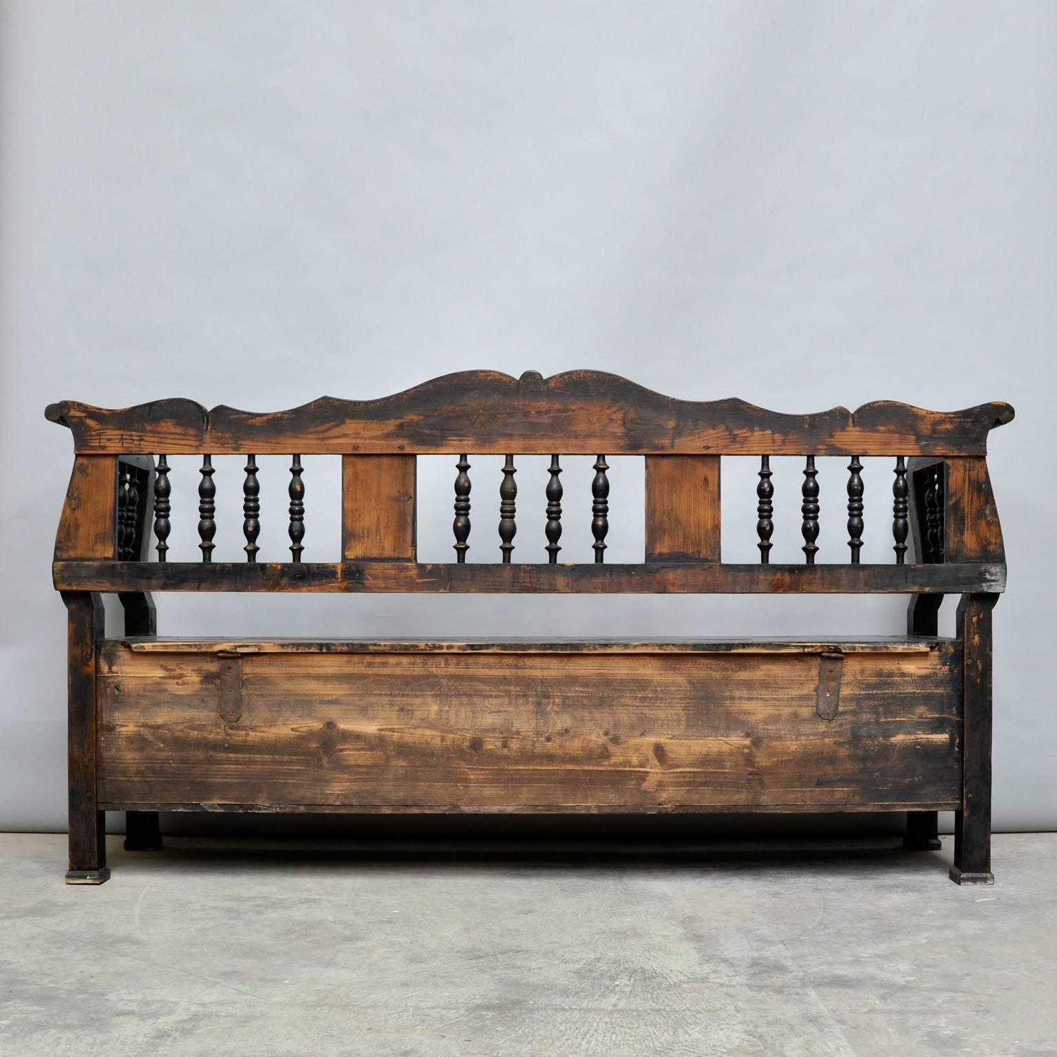 Antique Storage Bench with Original Black Paint, circa 1900 1