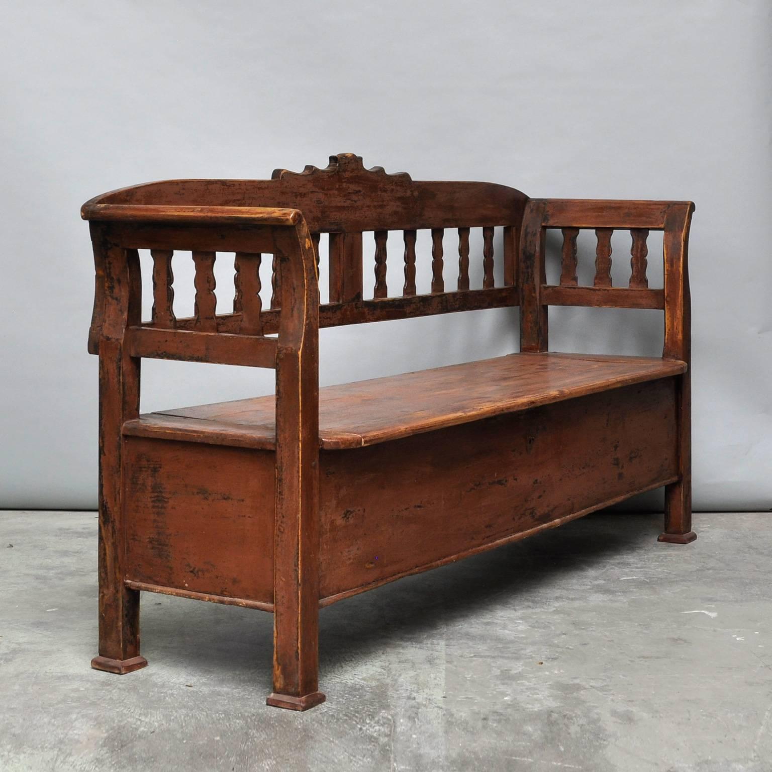 Antique Storage Bench With Original Paint Circa 1920 At 1stDibs 