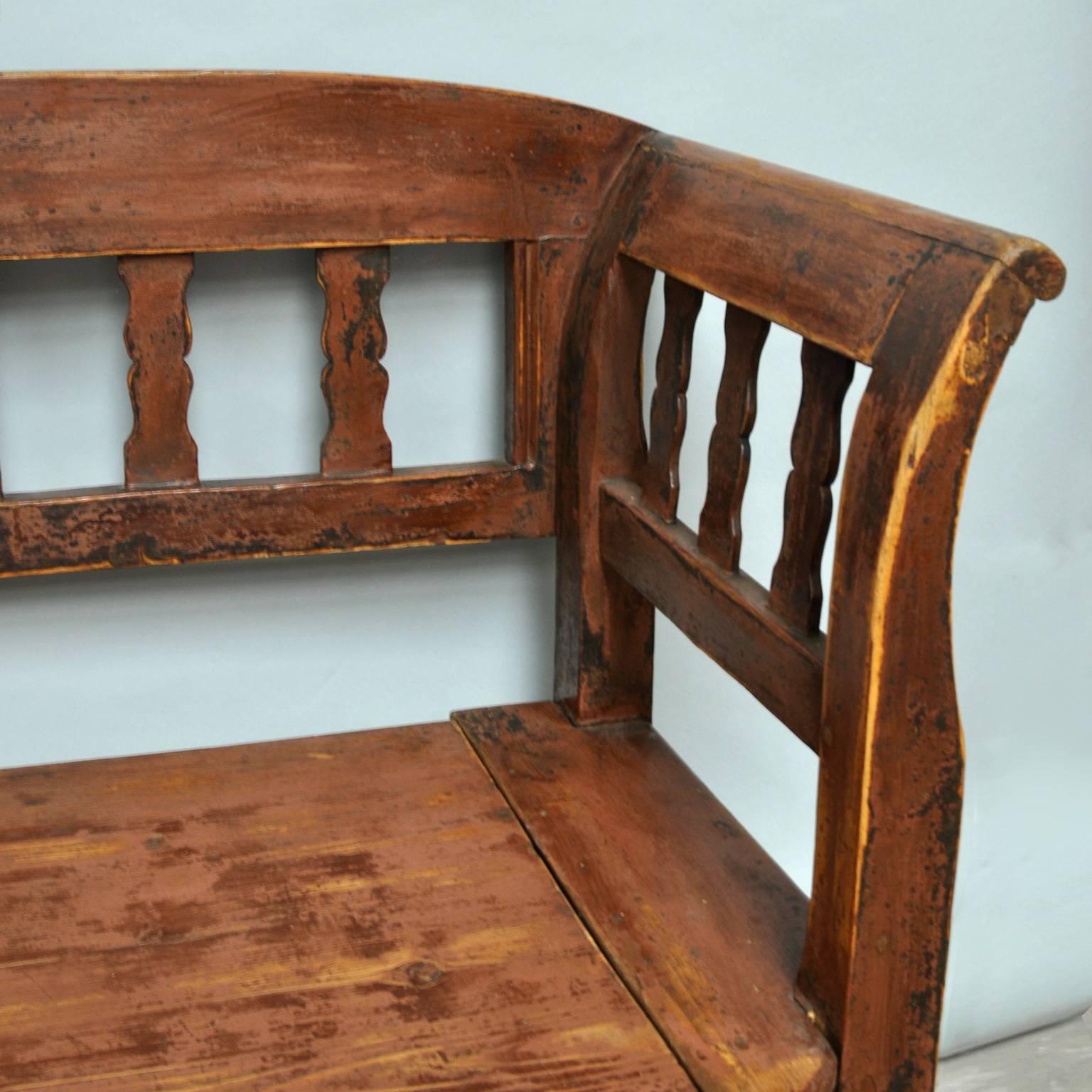 Painted Antique Storage Bench with Original Paint, circa 1920