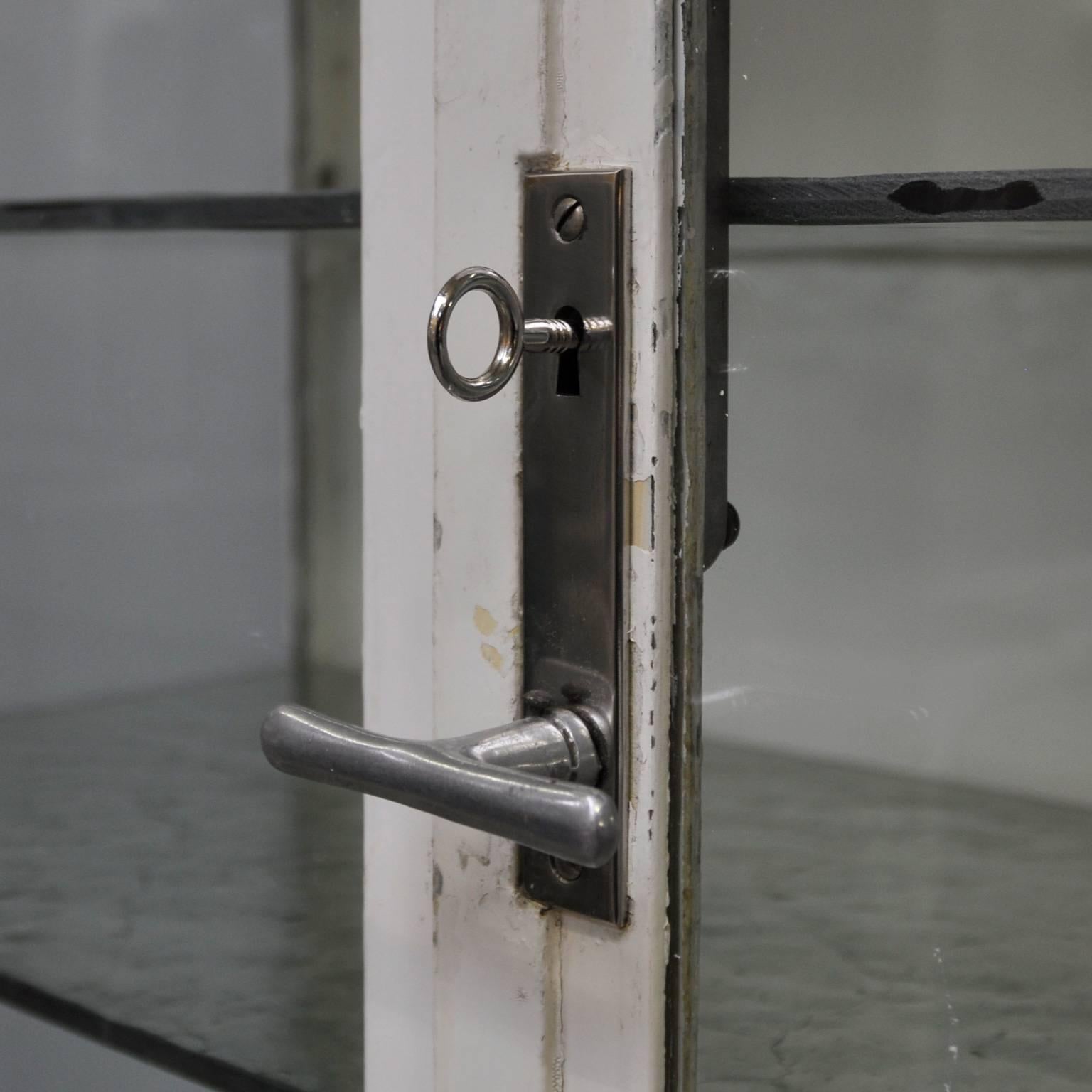 Industrial Vintage Steel and Glass Medicine Cabinet, 1940s