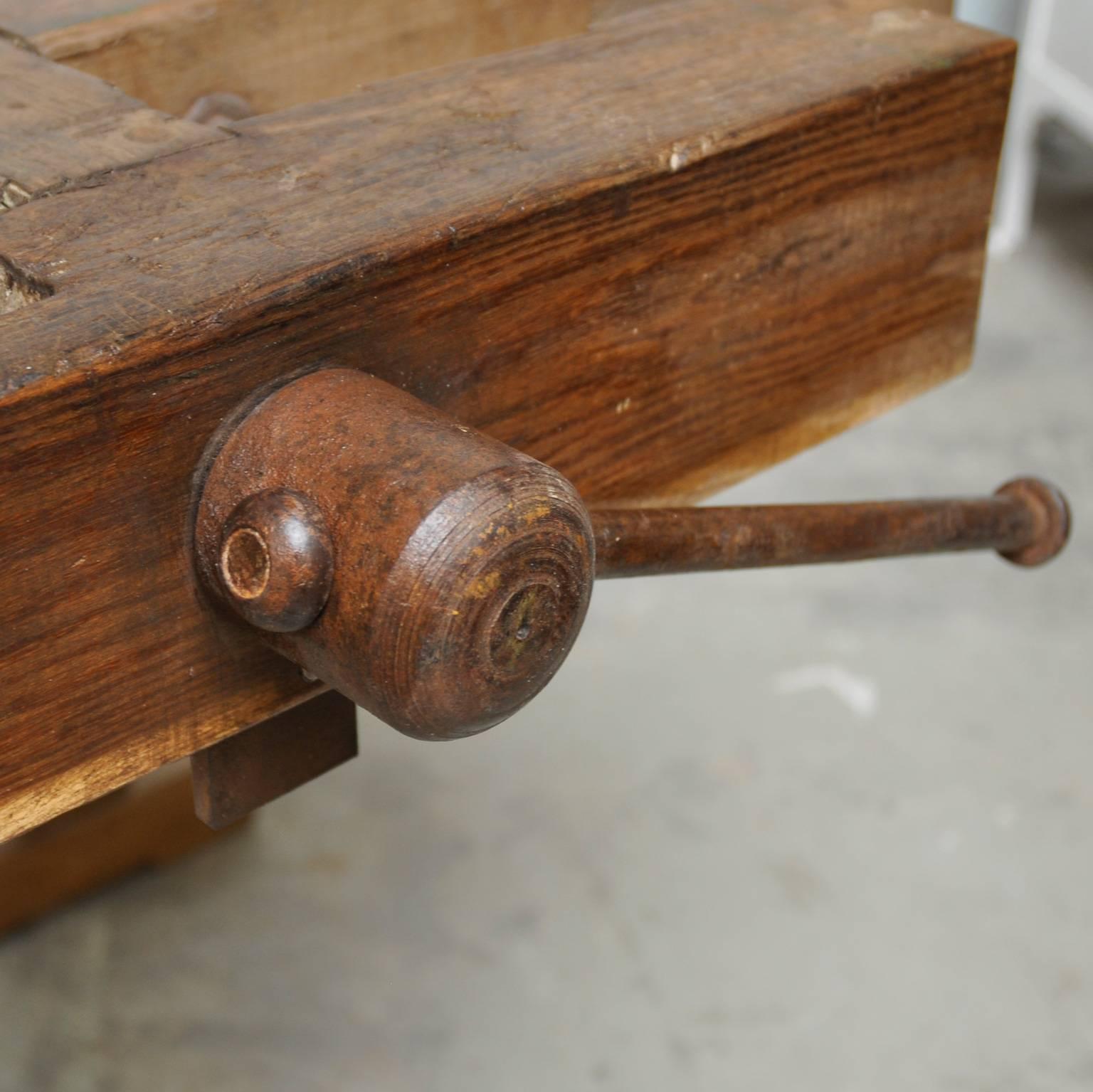 Iron Oak Carpenter's Workbench, 1930s