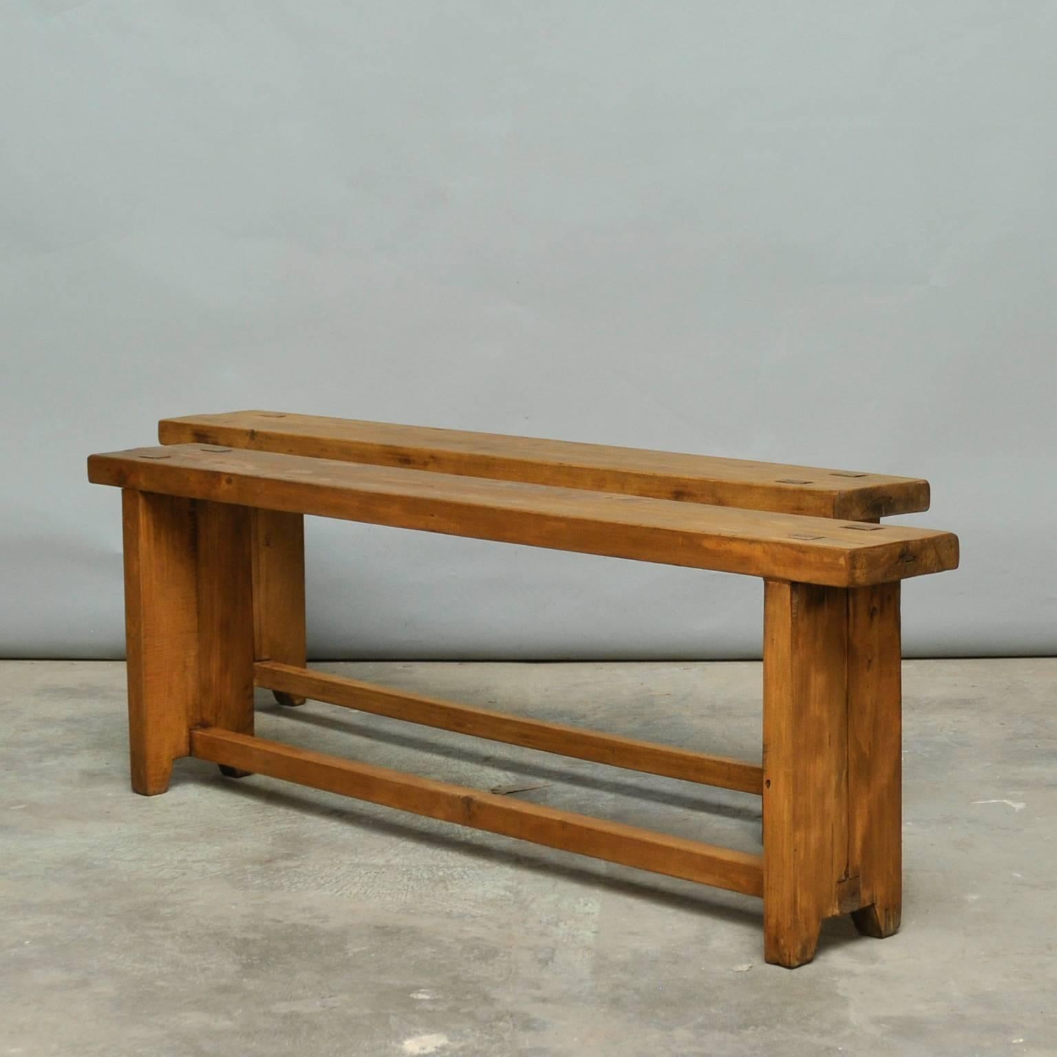 Small benches made of pine, circa 1930s.