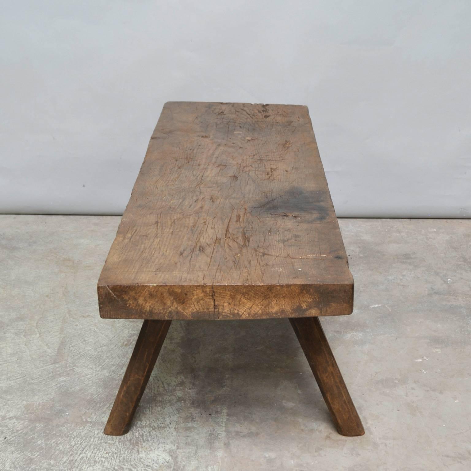 Industrial Vintage Hungarian Oak Butcher's Block Coffee Table/Bench, 1930s