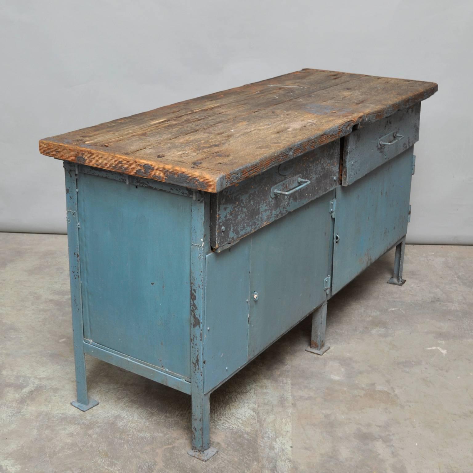 Hungarian Vintage Industrial Iron Workbench, 1950s