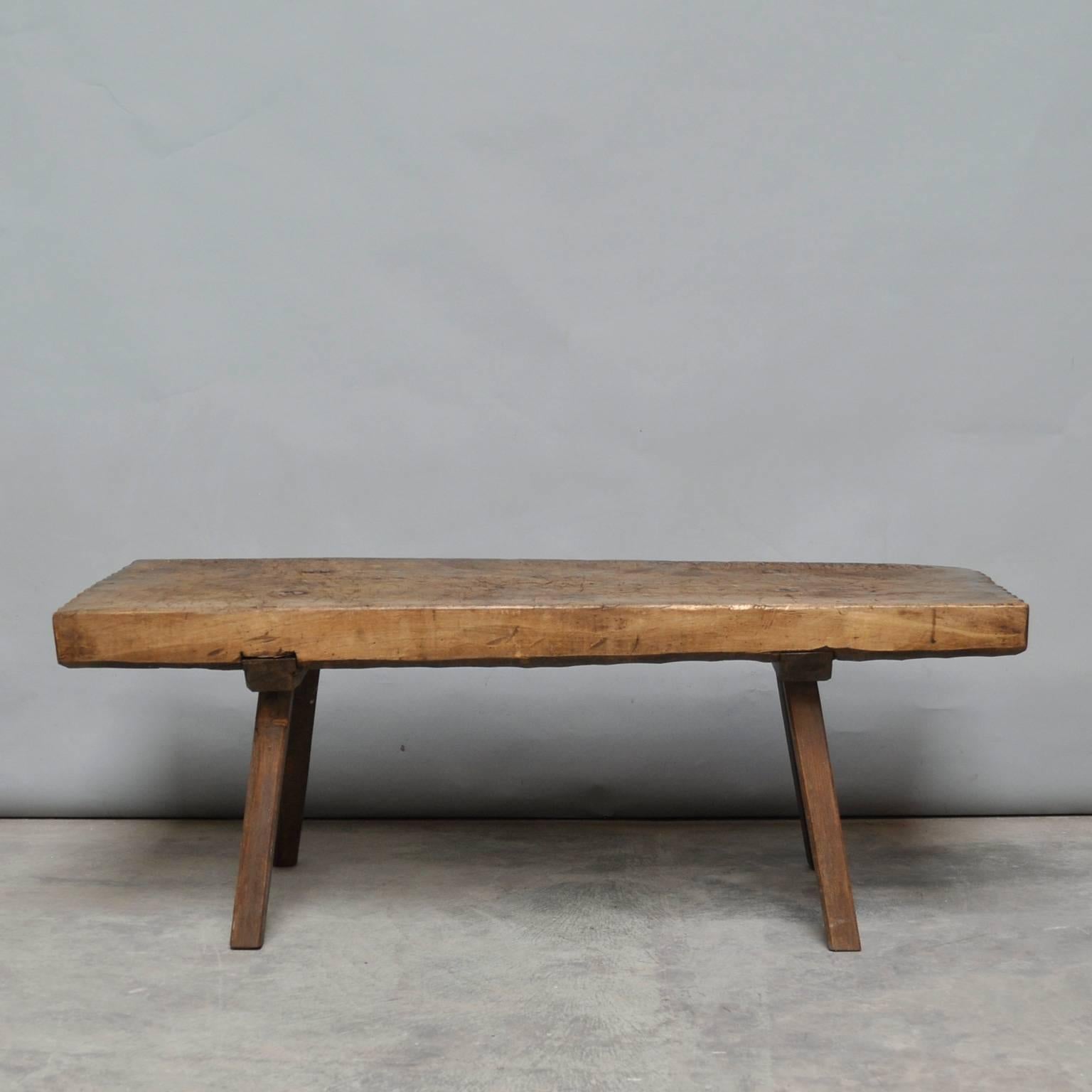 Vintage Oak Butcher's Block Coffee Table/Bench, 1930s In Good Condition In Amsterdam, Noord Holland